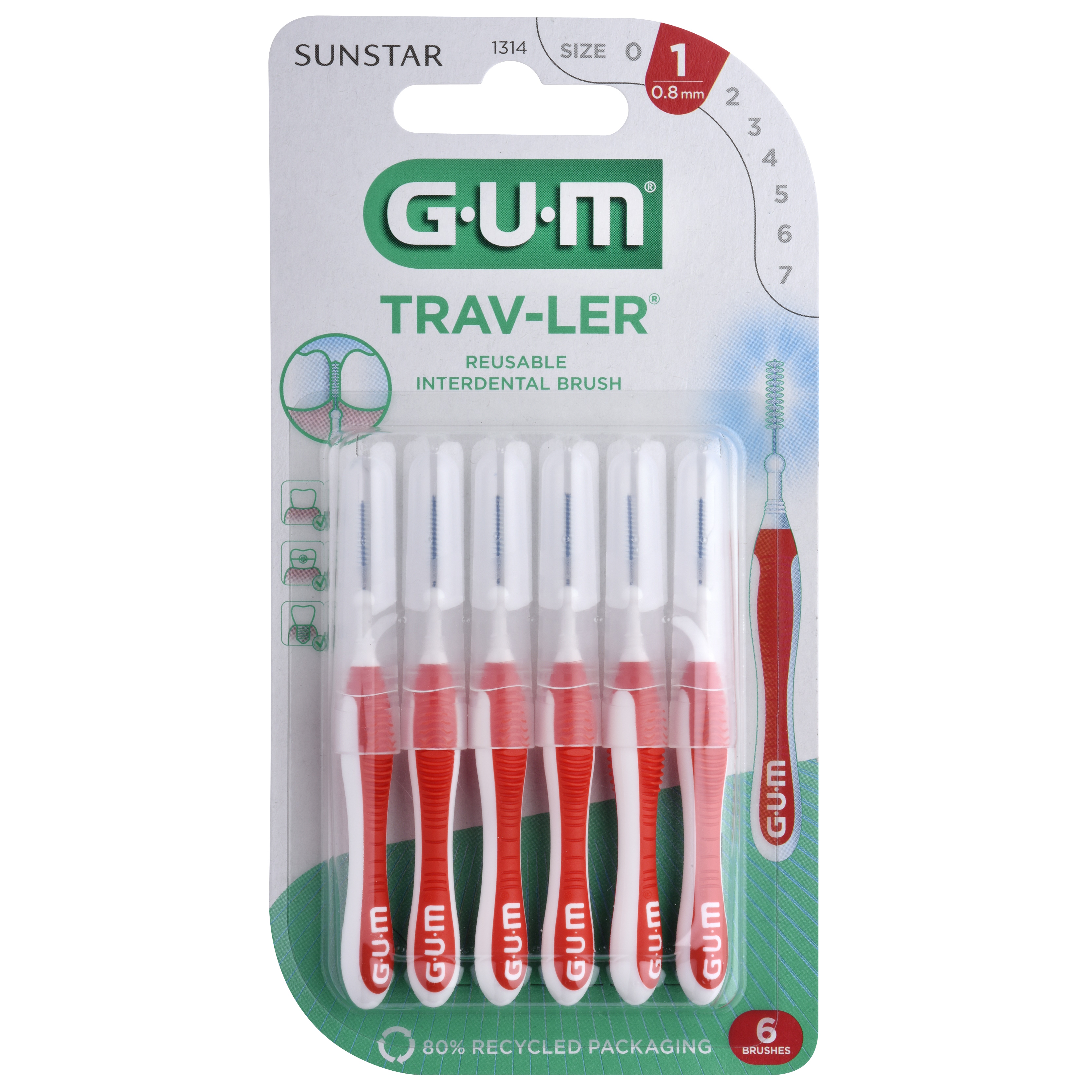 Gum Travler Mellemrumsbørste Nr. 1214 0,8 mm