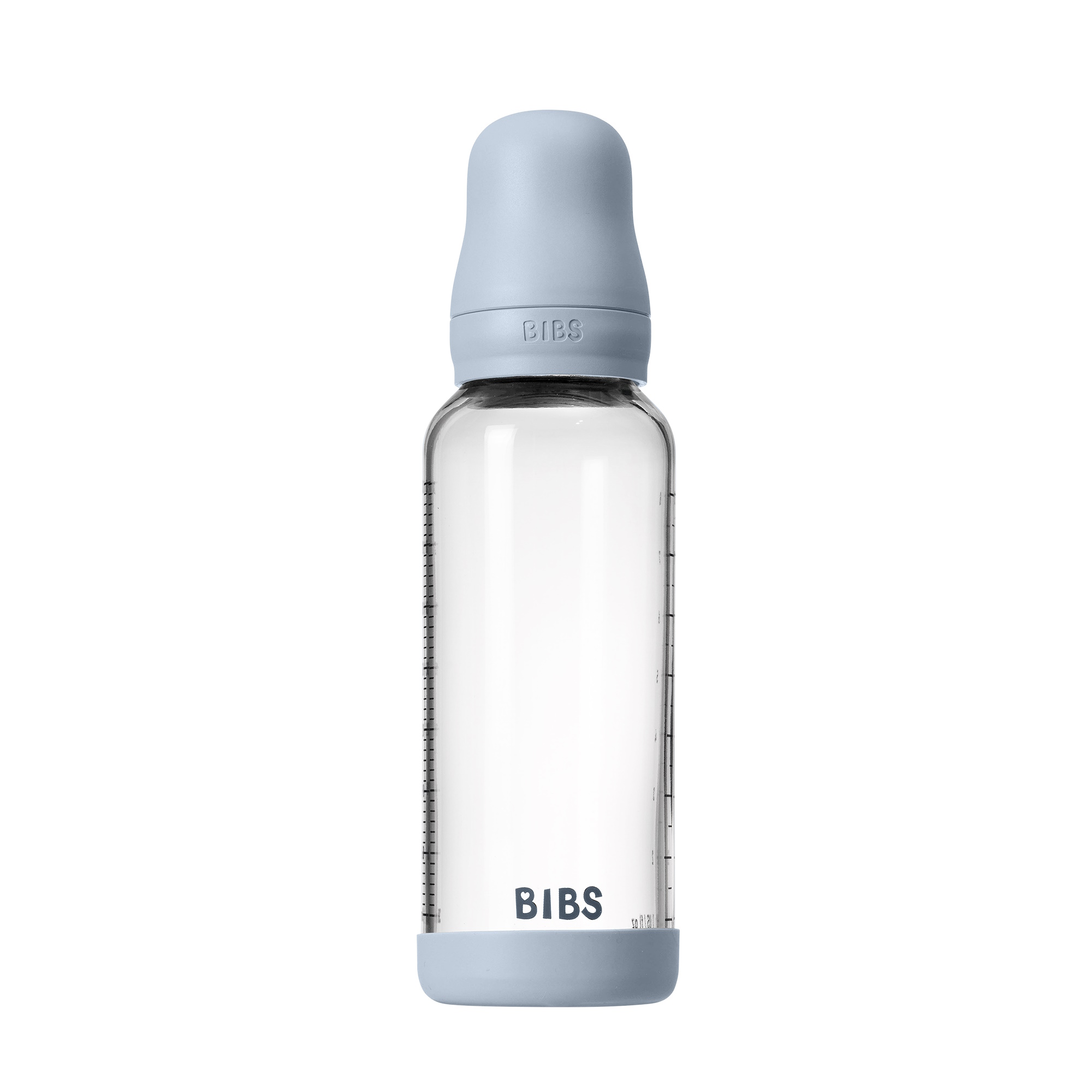 BIBS Baby Glass Bottle Naturgummi Medium Flow Blue