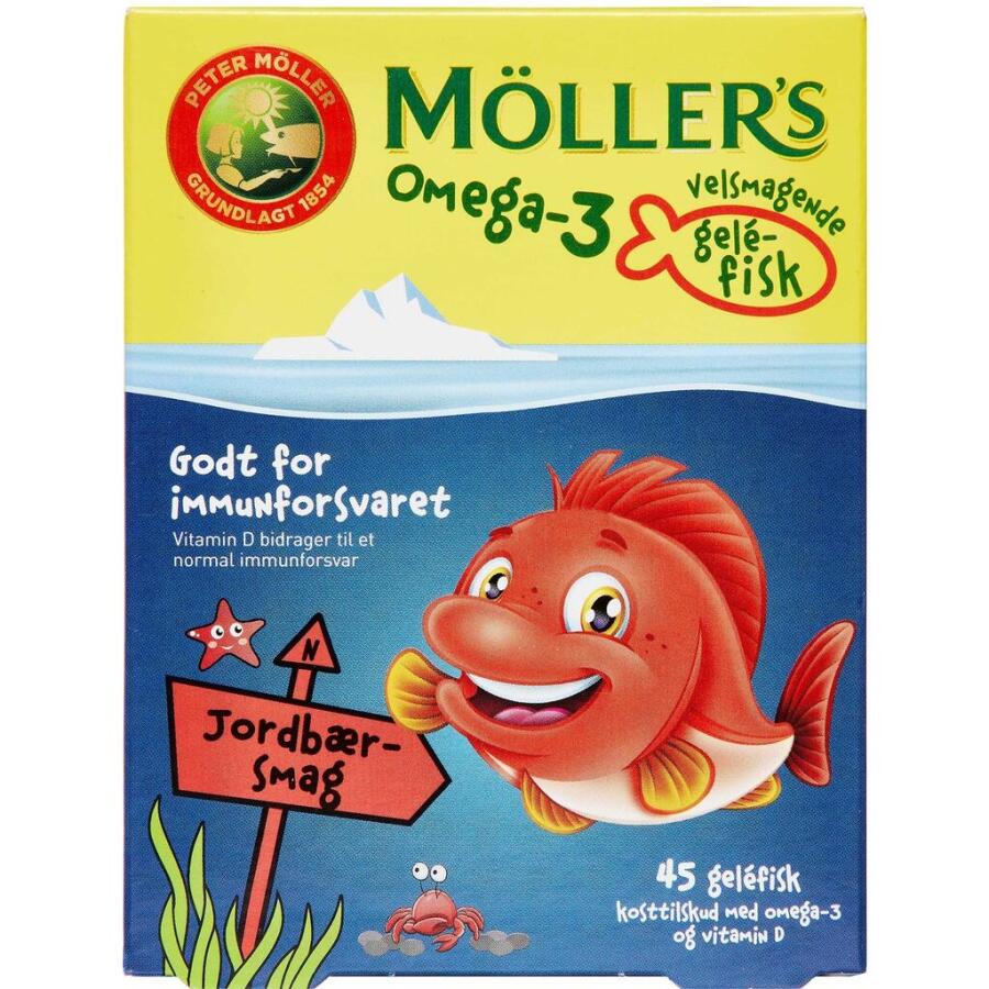 Møllers Omega-3 Gelefisk Jordbærsmag