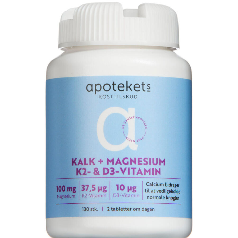 Apotekets Kalk, Magnesium K2- og D3-Vitamin tabletter