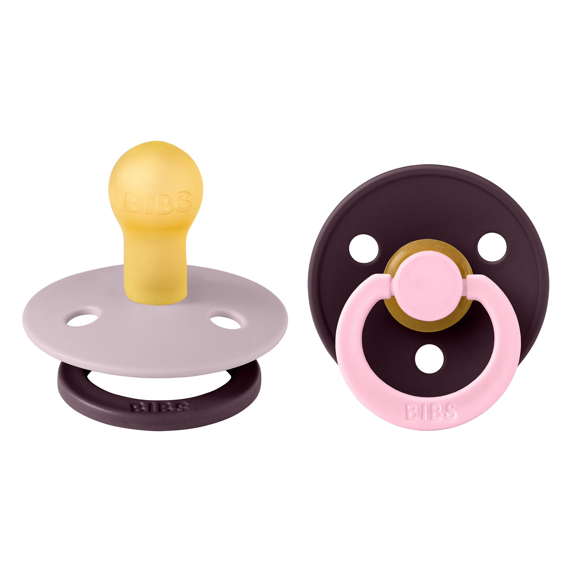 BIBS Pacifier Studio Colour 2 PACK Fusion Latex Size 1 Dusky Lilac Plum mix