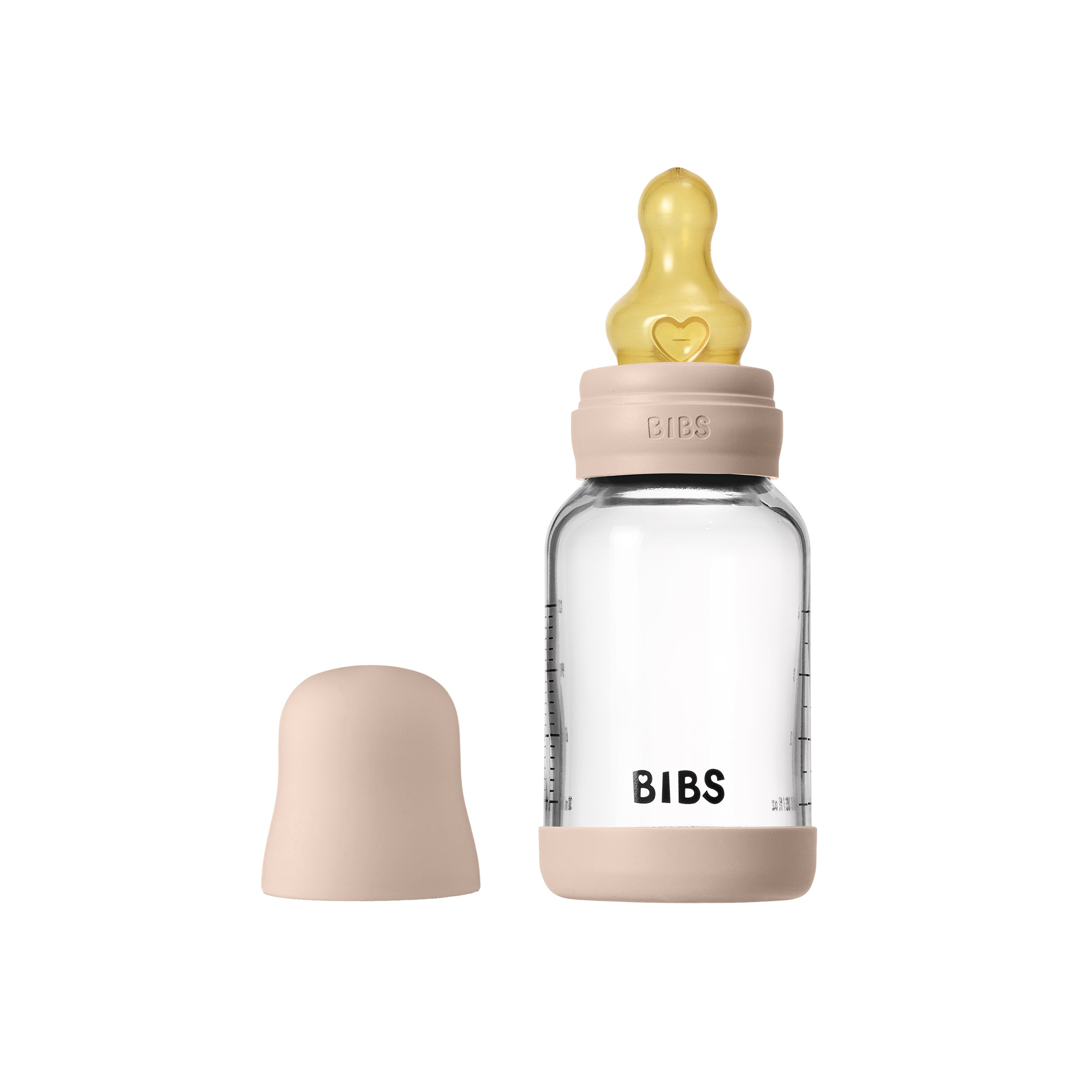 BIBS Baby Glass Bottle Naturgummi Slow Flow Blush
