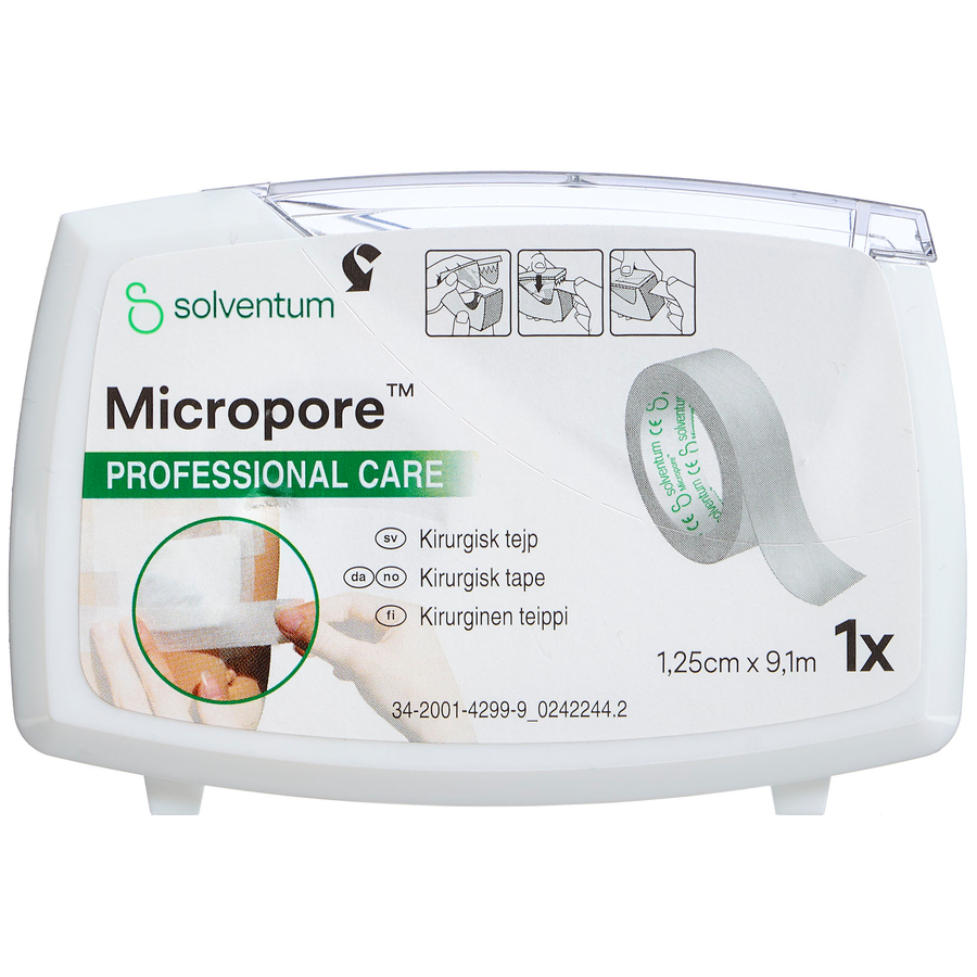 Micropore Tape M/Disp. 1,25cmx9,1m Hvid