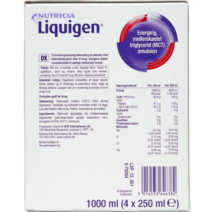 Nutricia MCT Liquigen Olie 4 x 250 ml