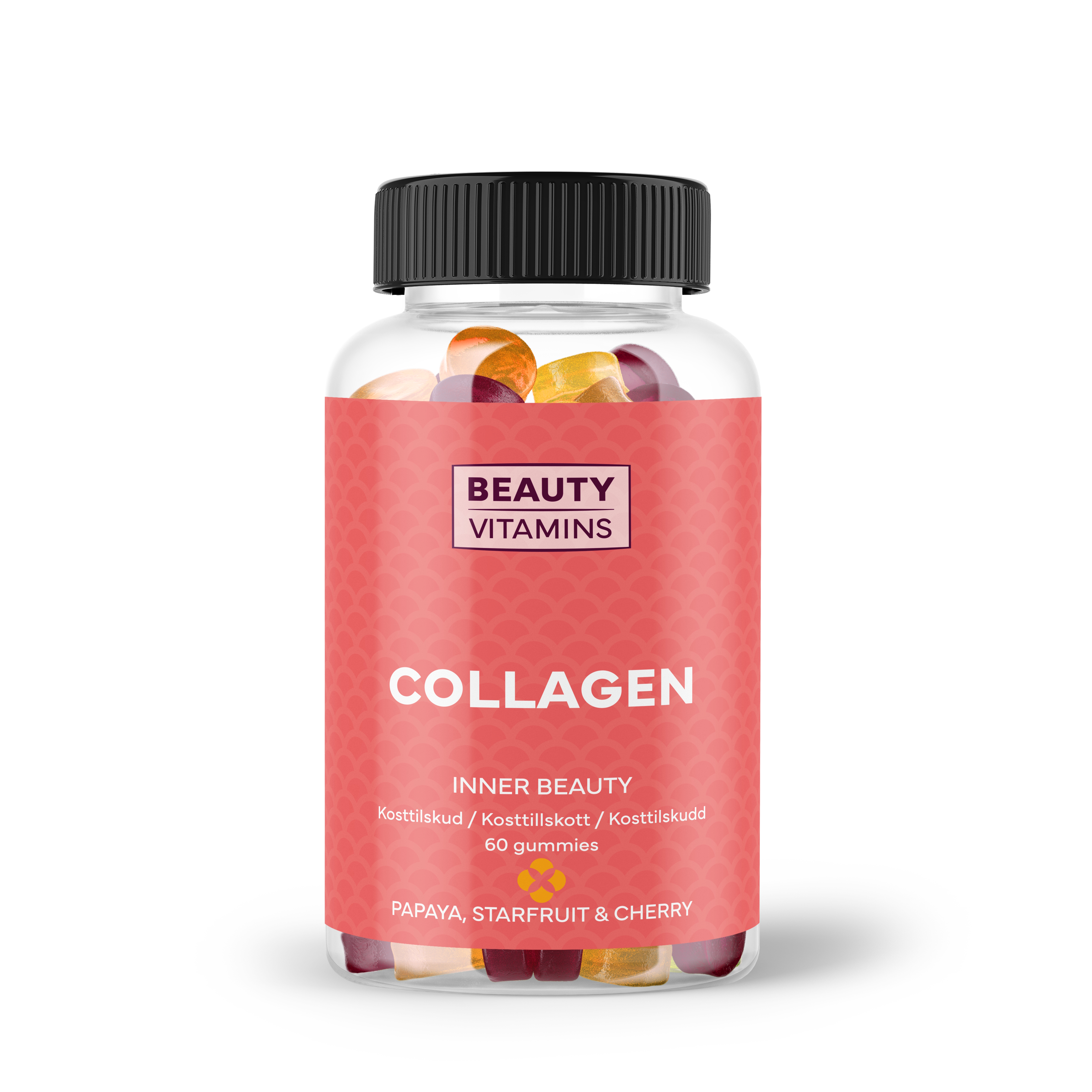 Beauty Vitamins Collagen (Starfruit, Cherry, Papaya) - 60 stk.