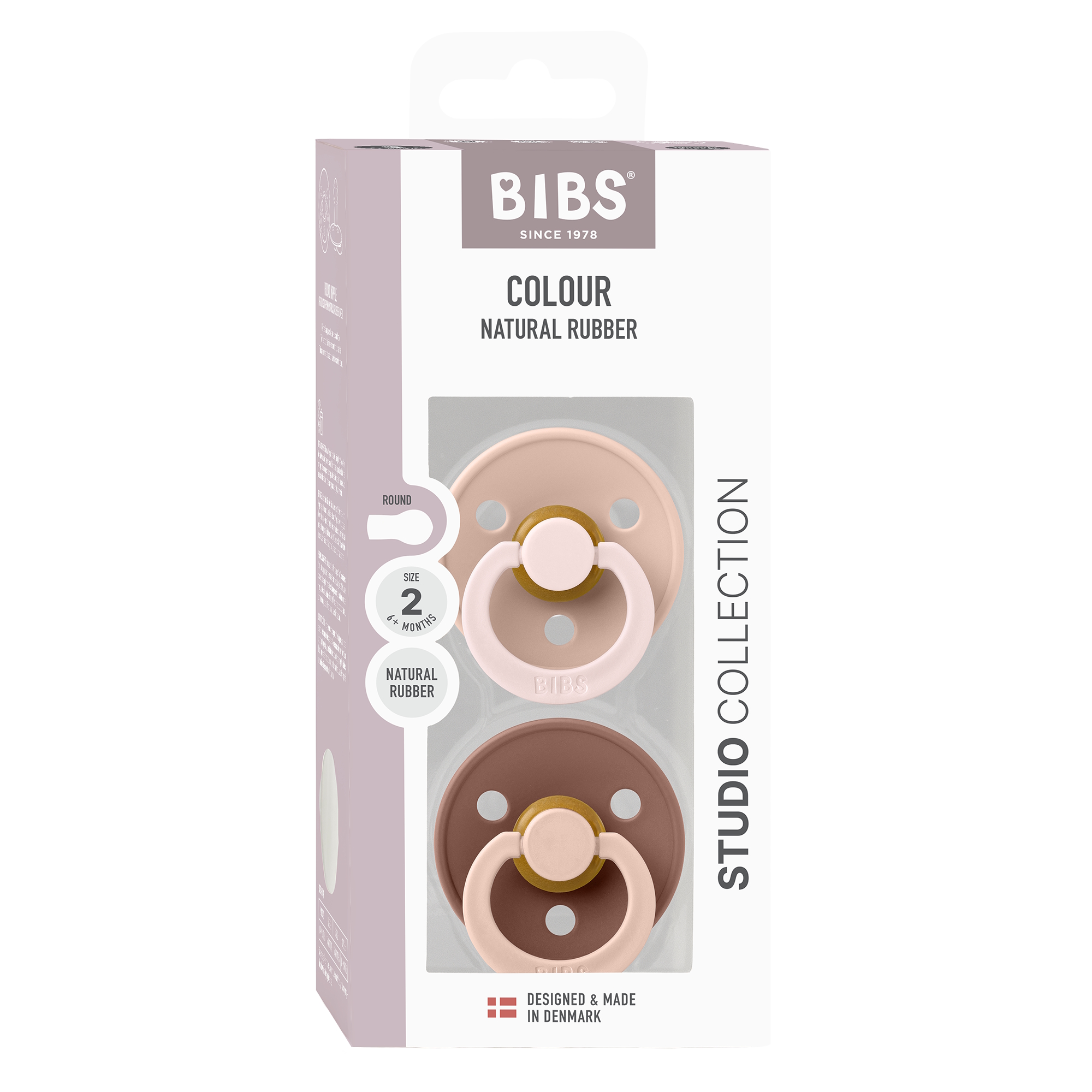 BIBS Pacifier Studio Colour 2 PACK Fusion Latex Size 2 Blush Woodchuck mix