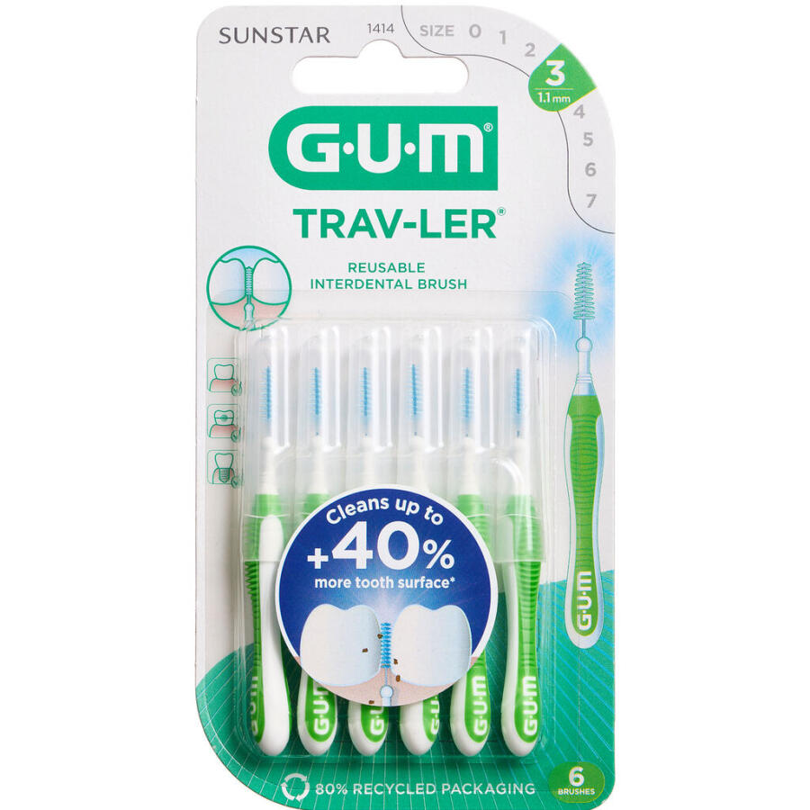 Gum Travler Mellemrumsbørste Nr. 1414 1,1 mm