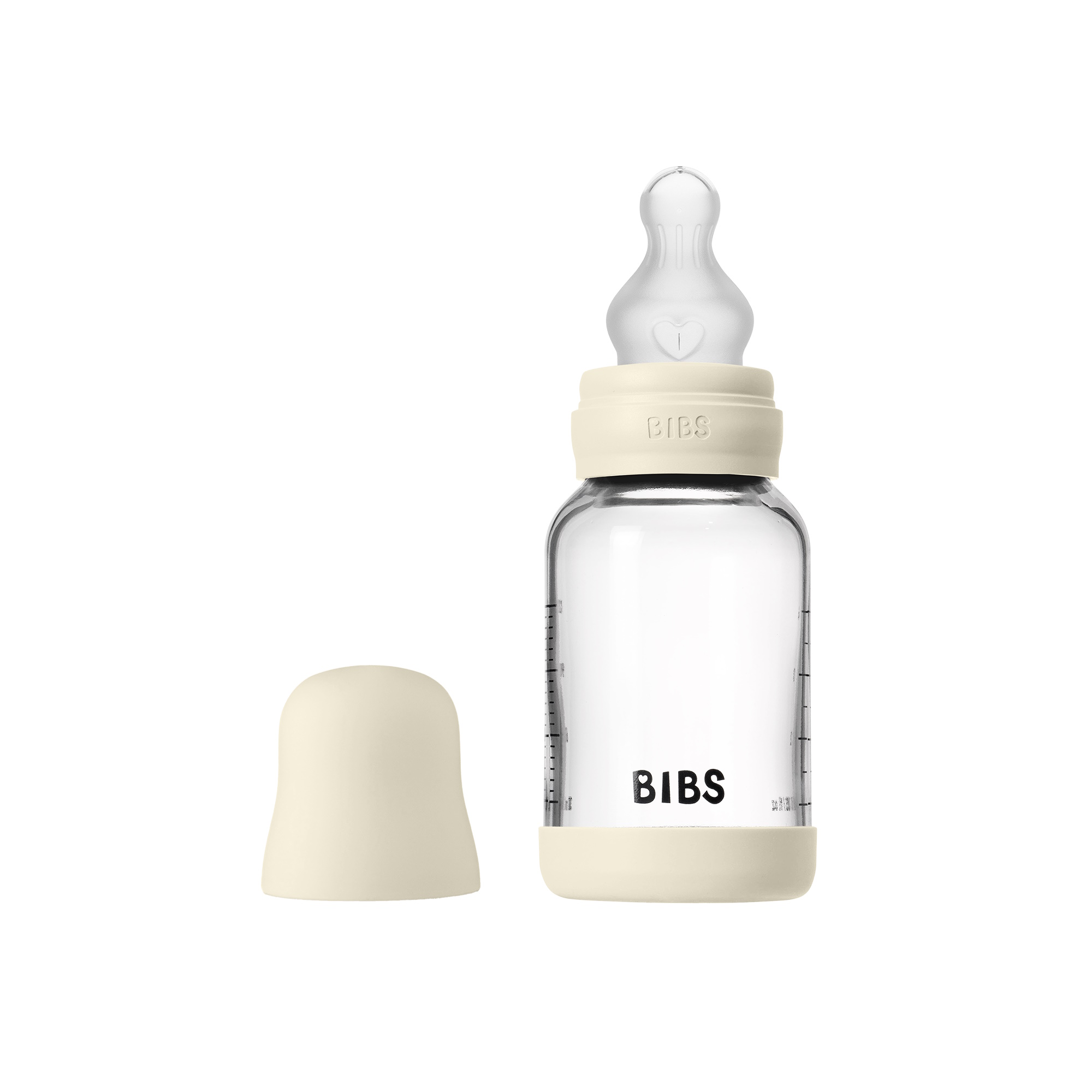 BIBS Baby Glass Bottle Silikone Slow Flow Ivory