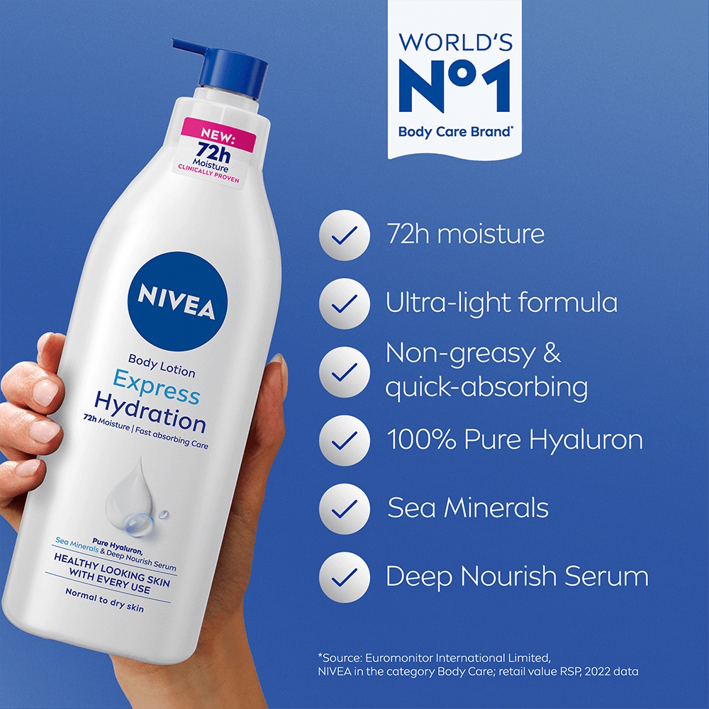 NIVEA Express Hydration Body Lotion med pumpe