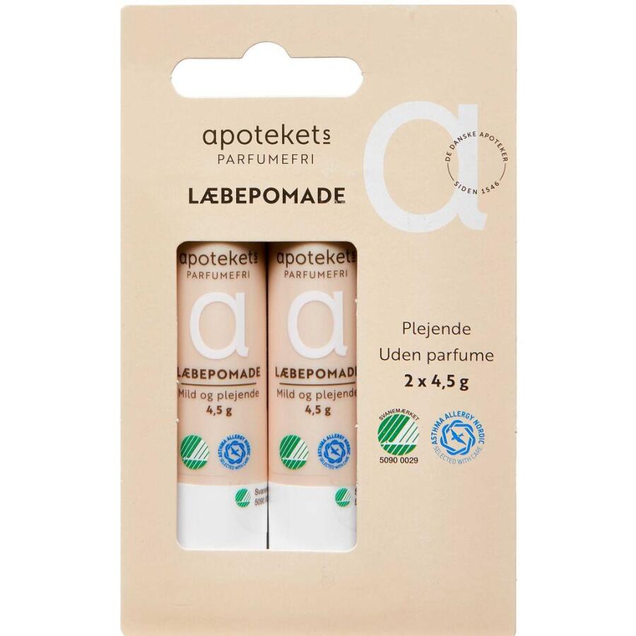 Apotekets Parfumefri Læbepomade 2 stk.