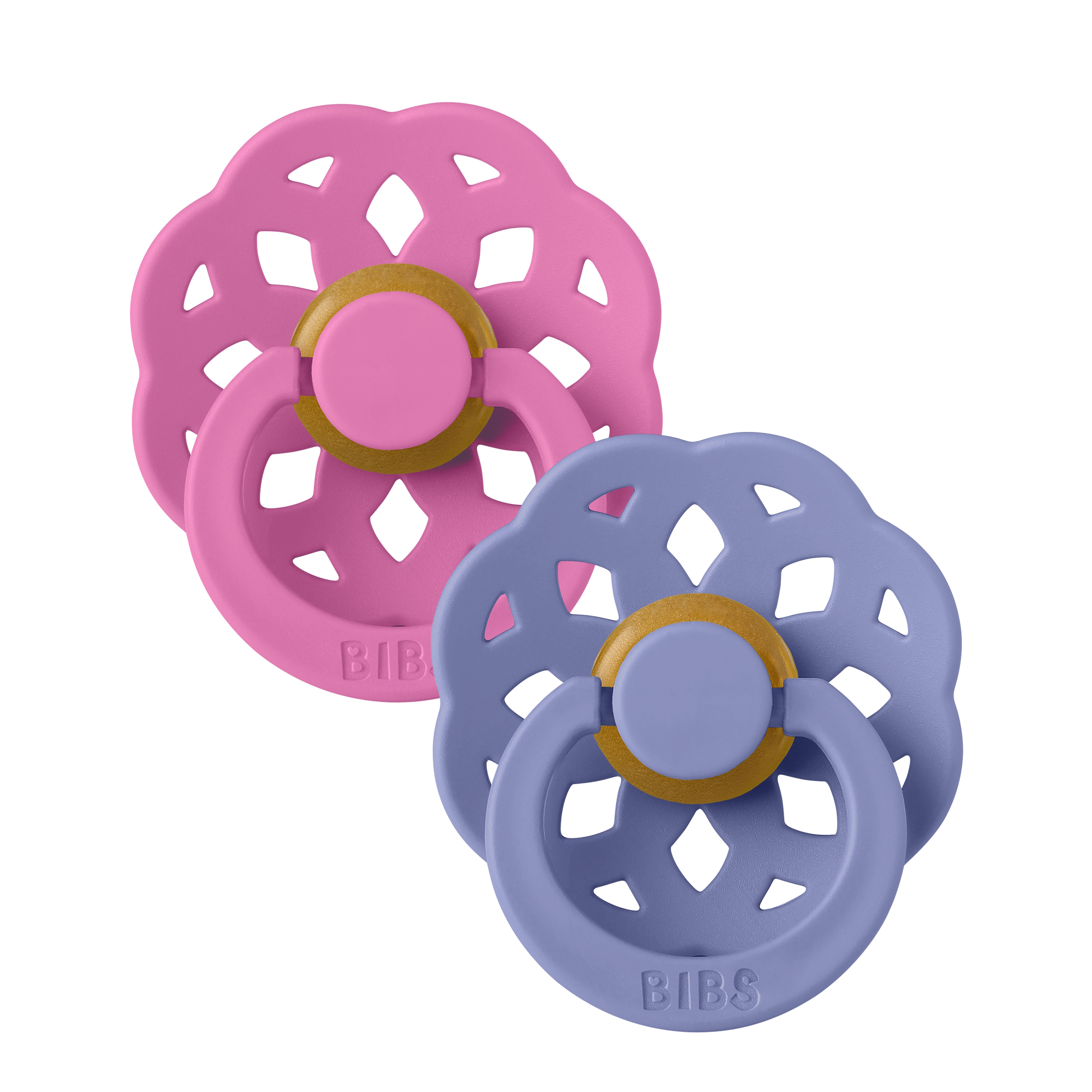 BIBS Pacifier Boheme 2 PACK Latex Size 1 Bubblegum/Peri