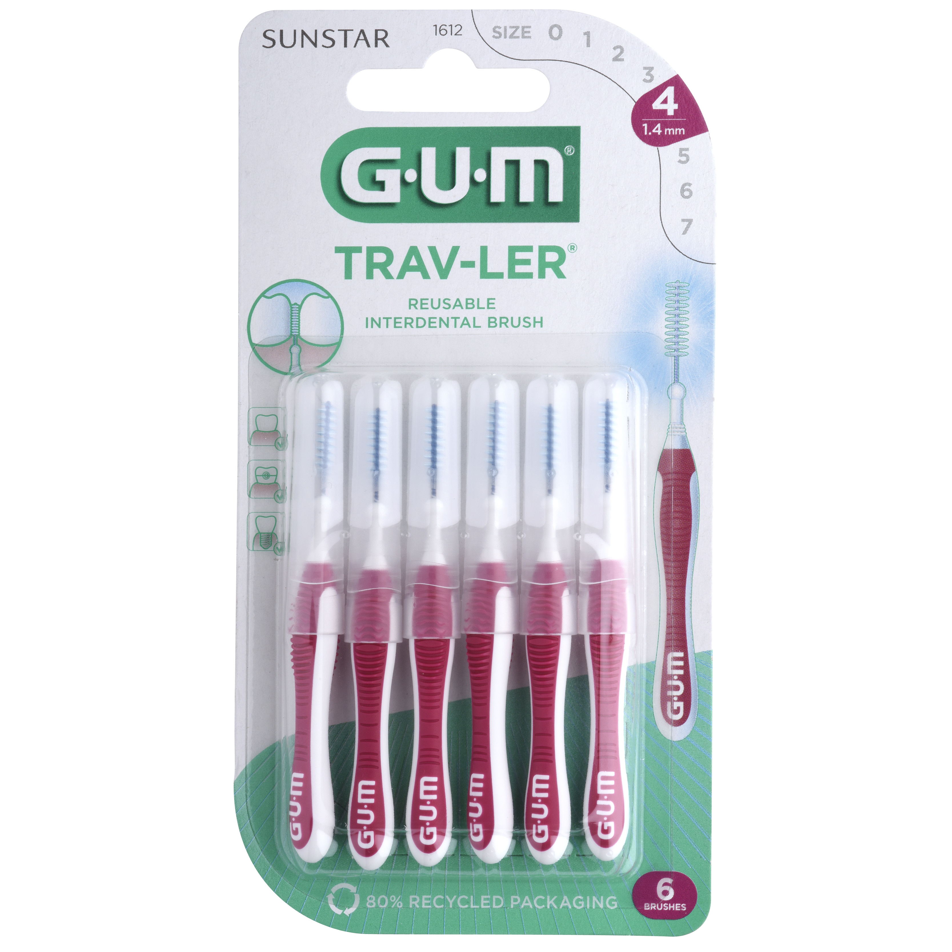 Gum Travler Mellemrumsbørste Nr. 1612 1,4 mm