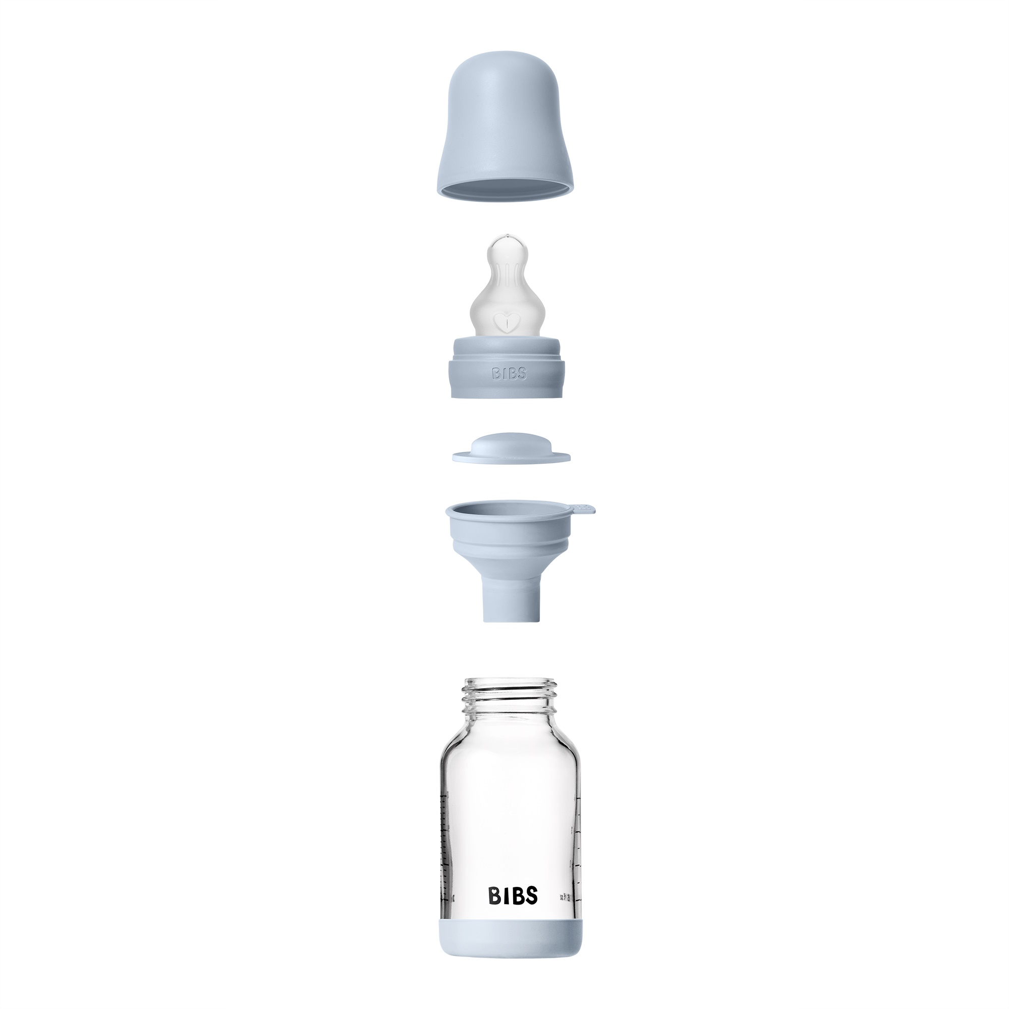 BIBS Baby Glass Bottle Silikone Slow Flow Baby Blue