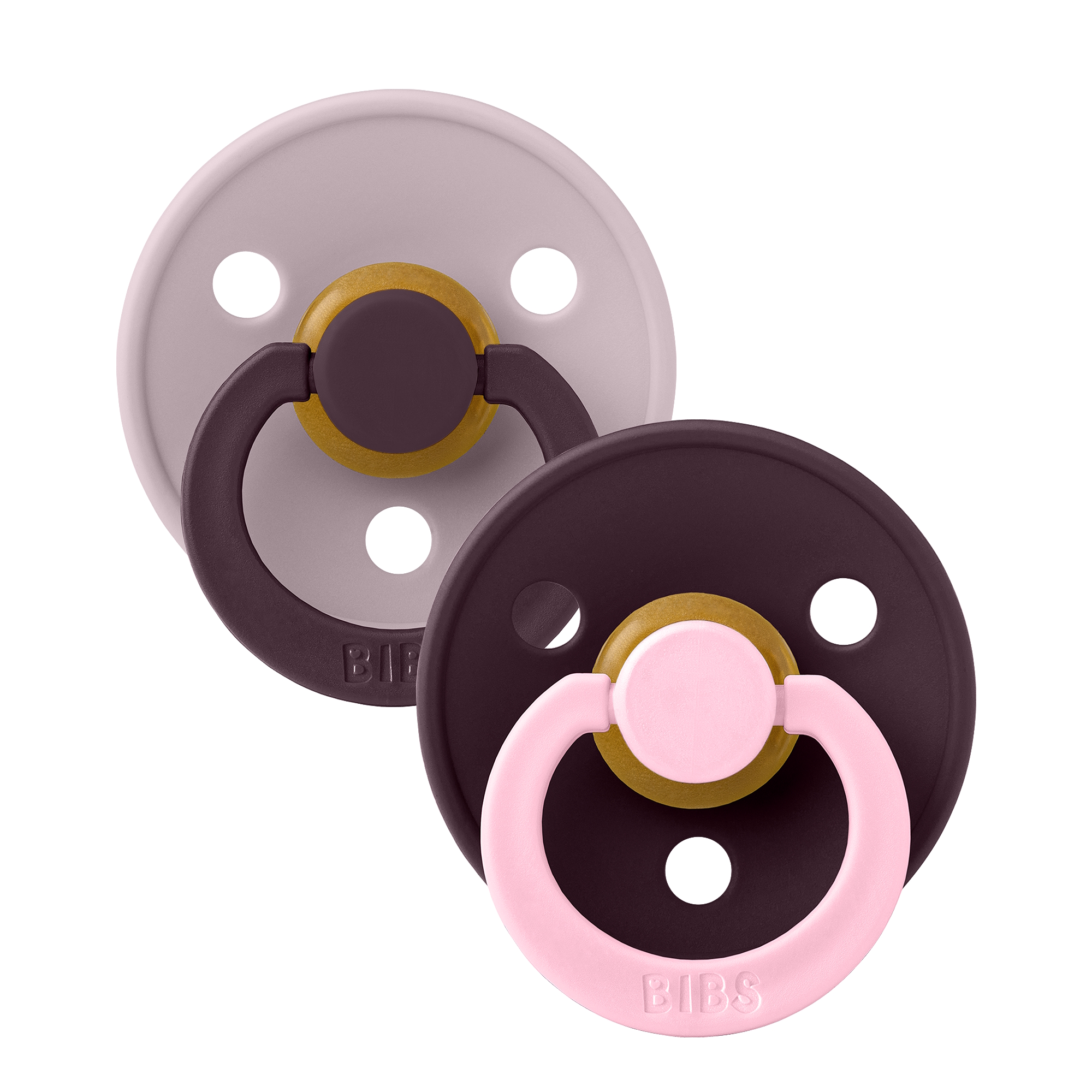 BIBS Pacifier Studio Colour 2 PACK Fusion Latex Size 1 Dusky Lilac Plum mix