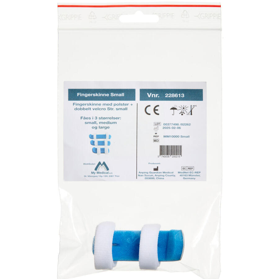 Fingerskinne m. dobbelt vecro - Small