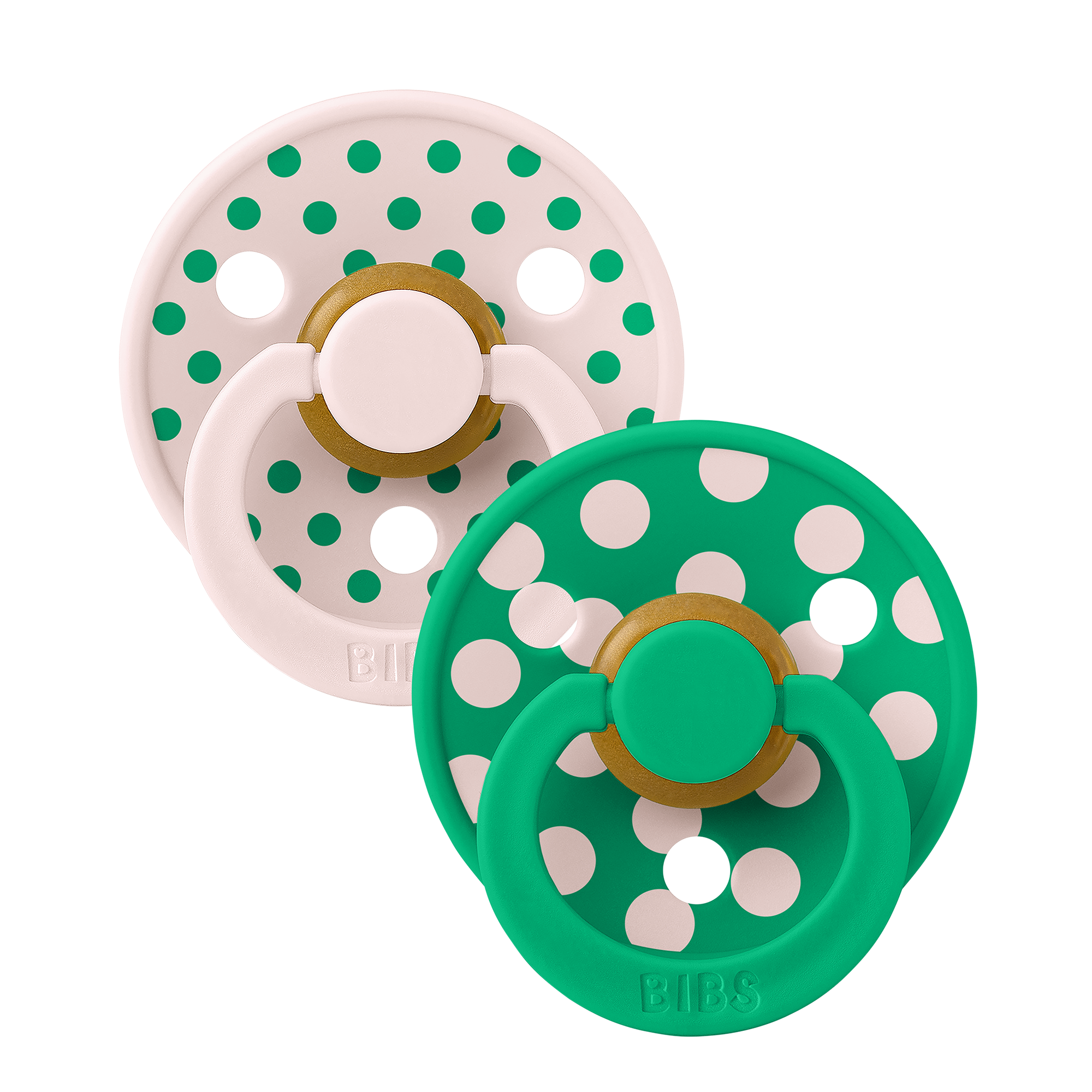 BIBS Pacifier Studio Colour 2 PACK Polka Latex Size 2 Petal/Cactus
