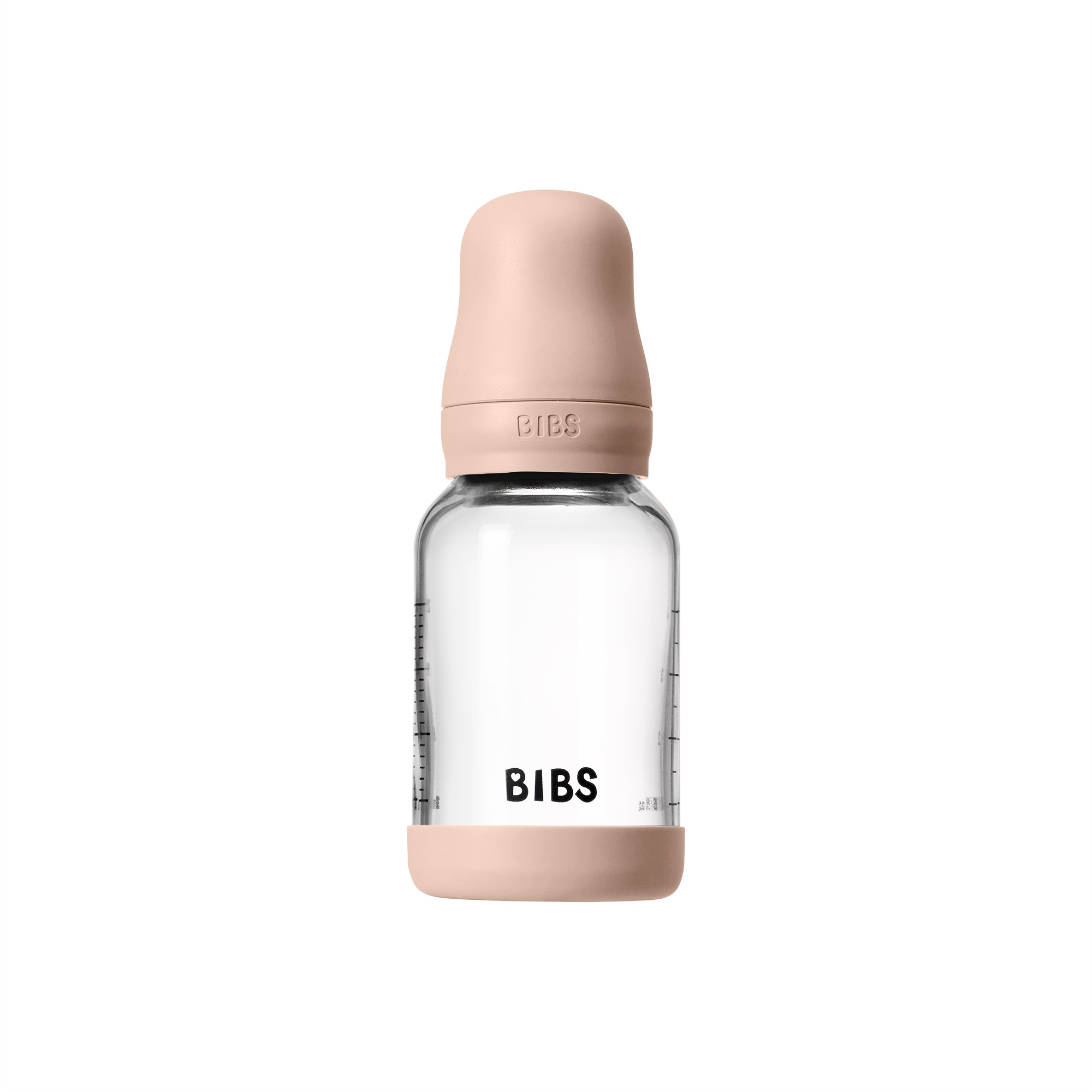 BIBS Baby Glass Bottle Naturgummi Slow Flow Blush