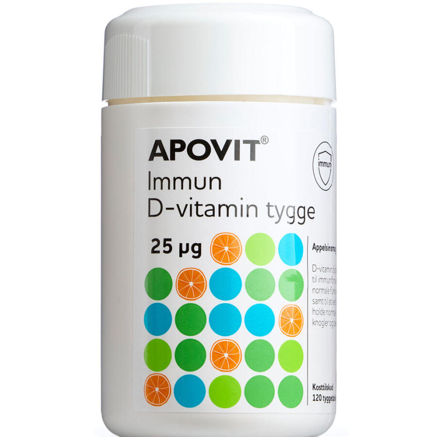 Apovit Immun D-vitamin tygge, 25 µg appelsinsmag