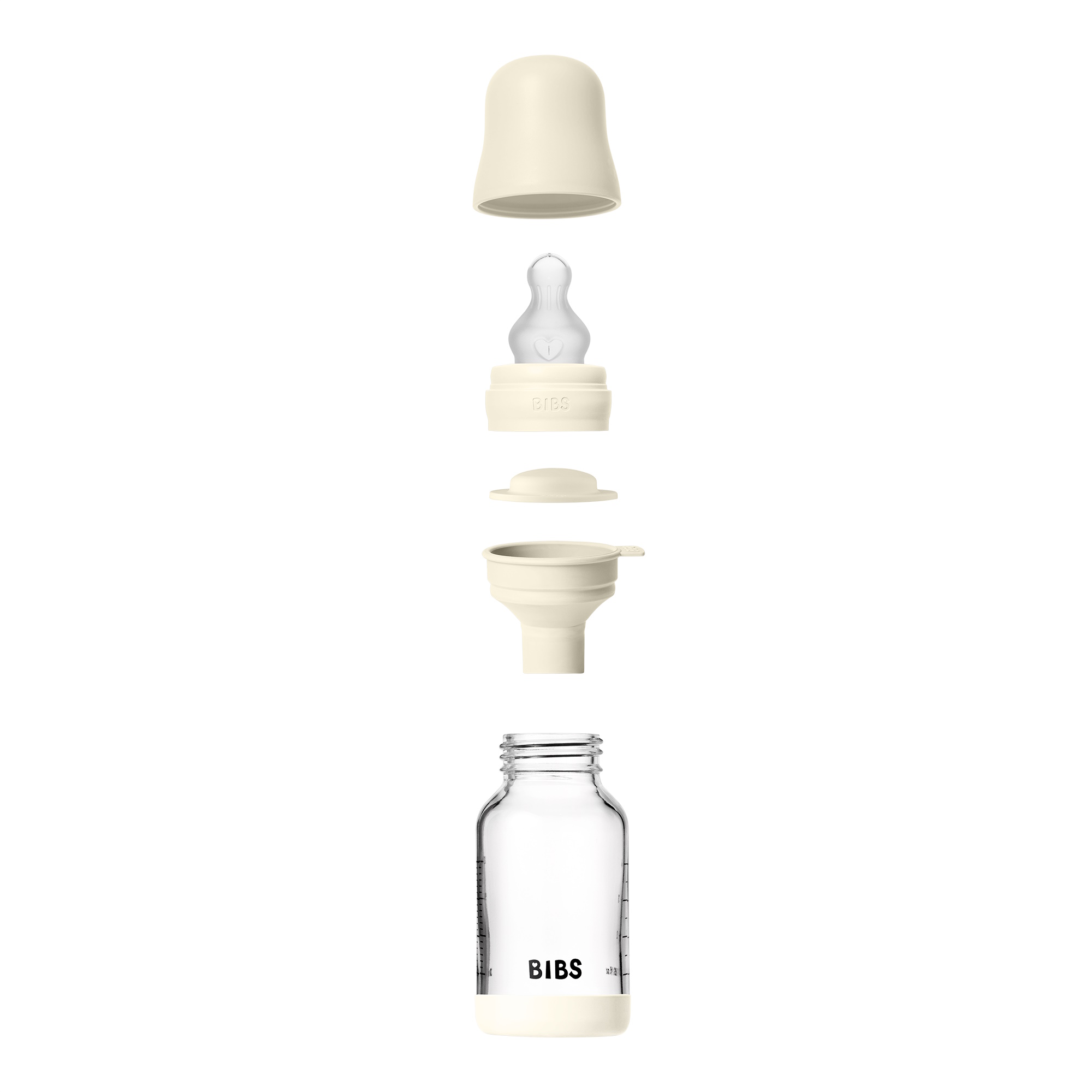 BIBS Baby Glass Bottle Silikone Slow Flow Ivory