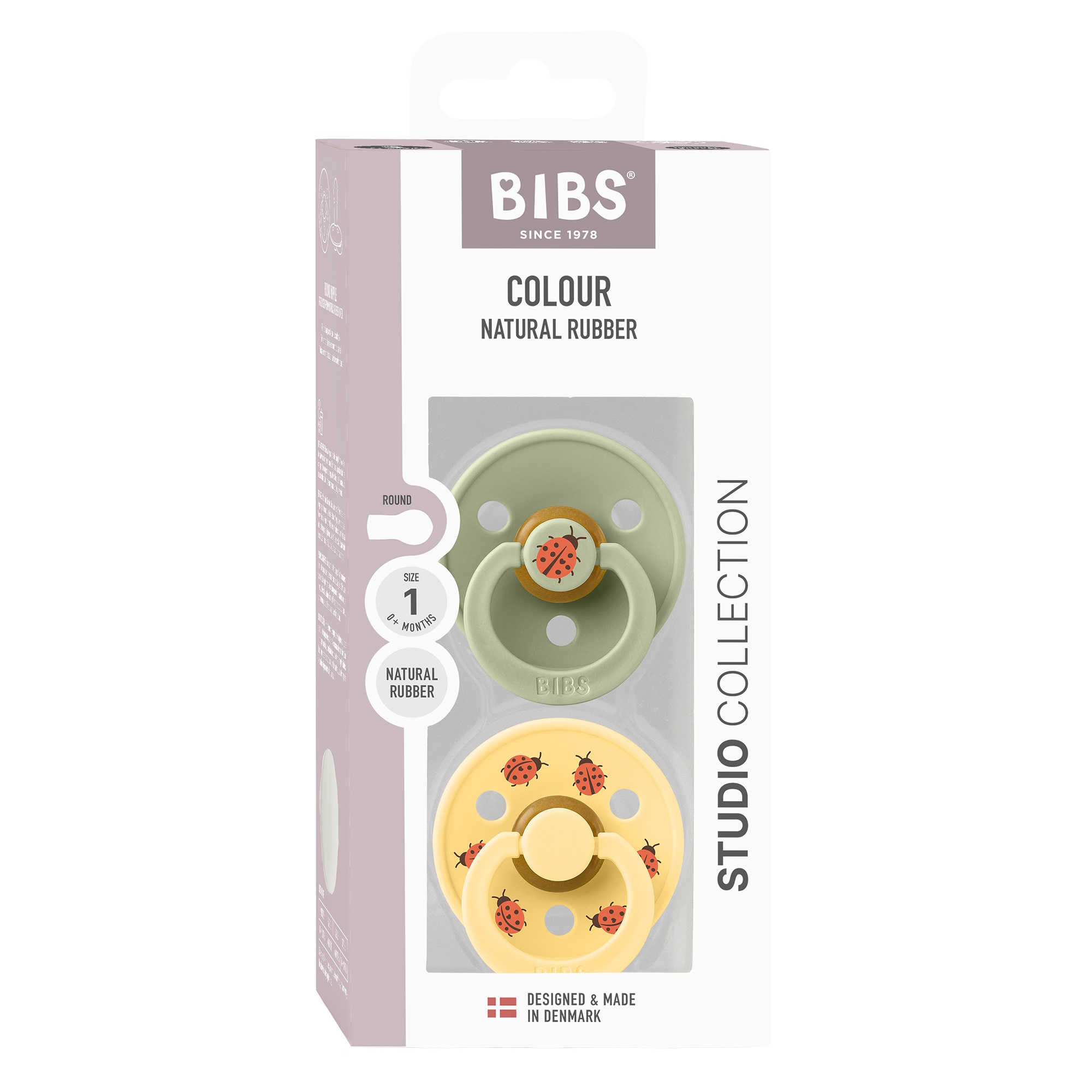 BIBS Pacifier Studio Colour 2-pak Ladybug Sage Mix Size 1