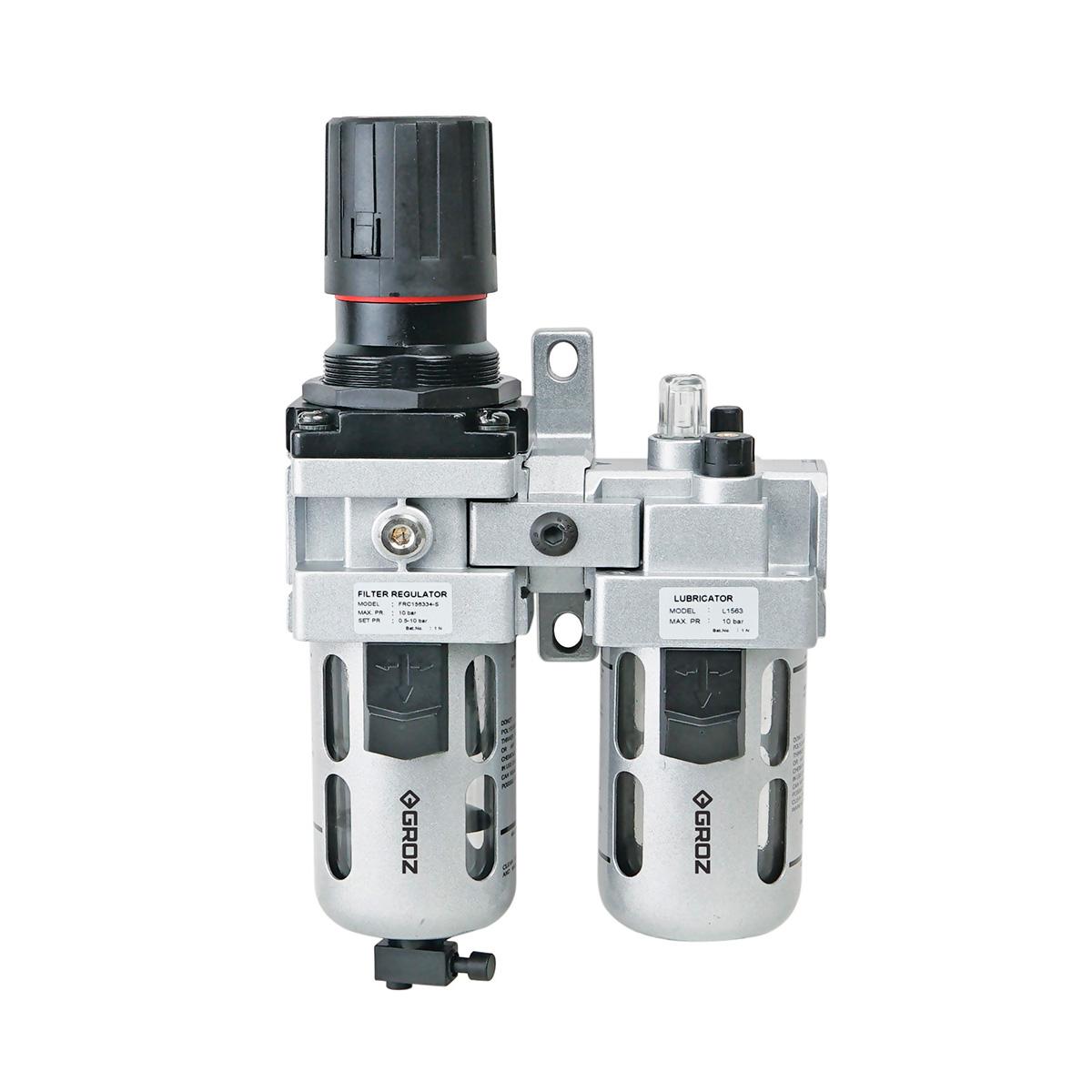 Kombineret trykregulator, vandudskiller og tågesmører i høj kvalitet fra GROZ.