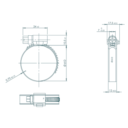 Spændebånd Tria AISI 316, skitse