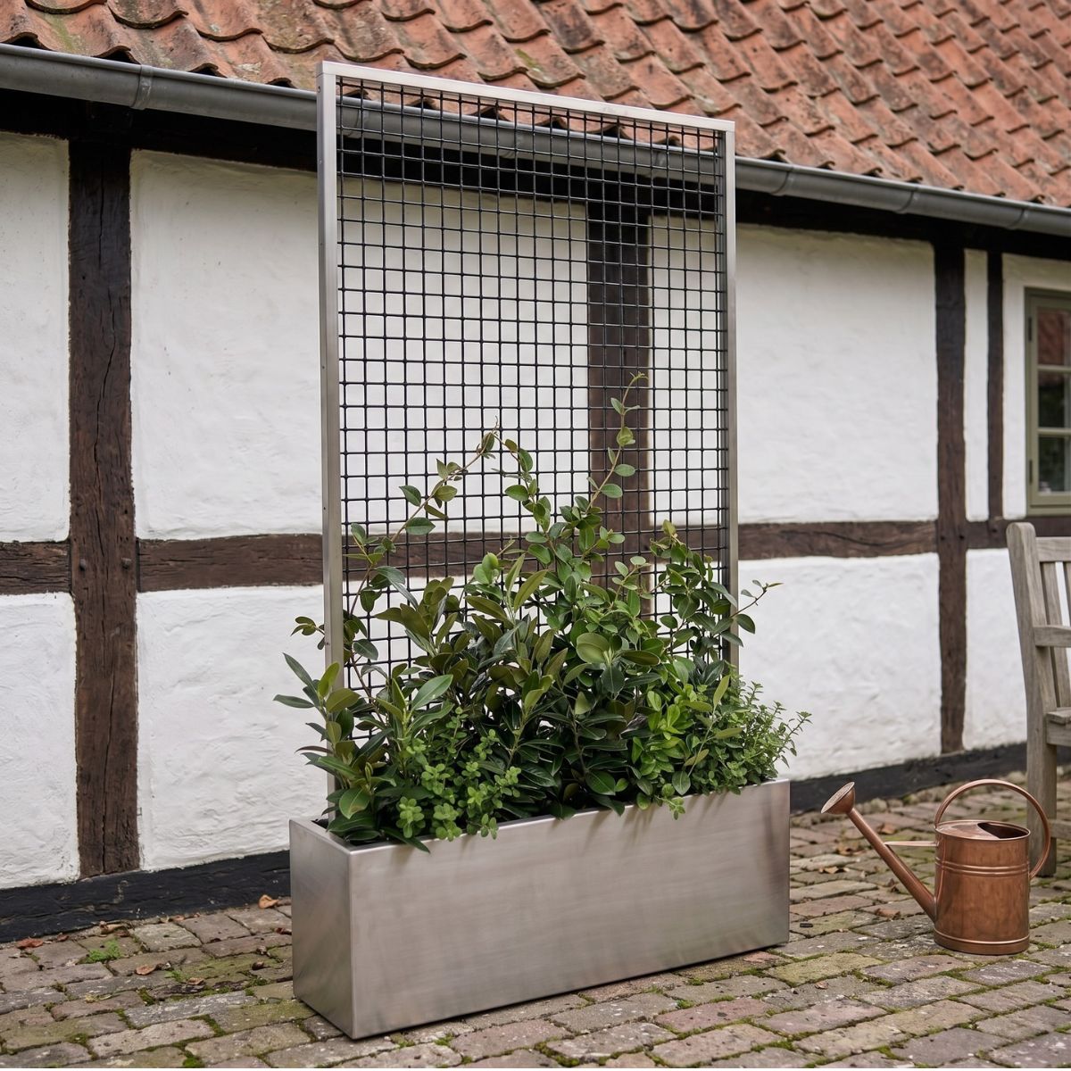 Espalier med plantekasse - 180 cm galvaniseret miljø