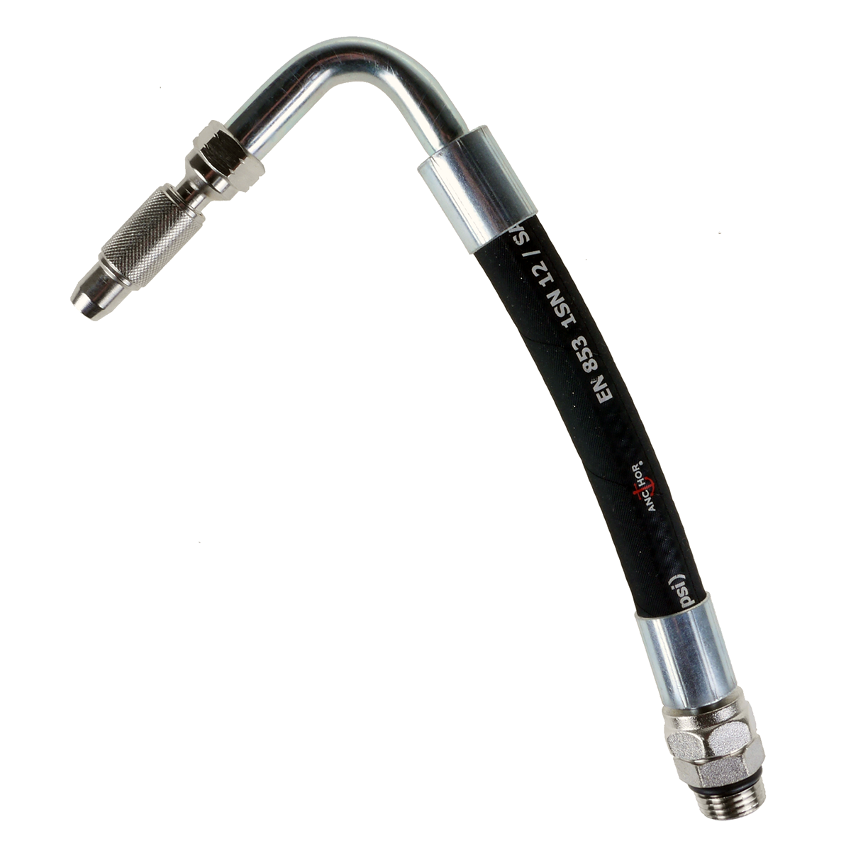 Flexudløbsslange, bøjet med manuel antidrypventil