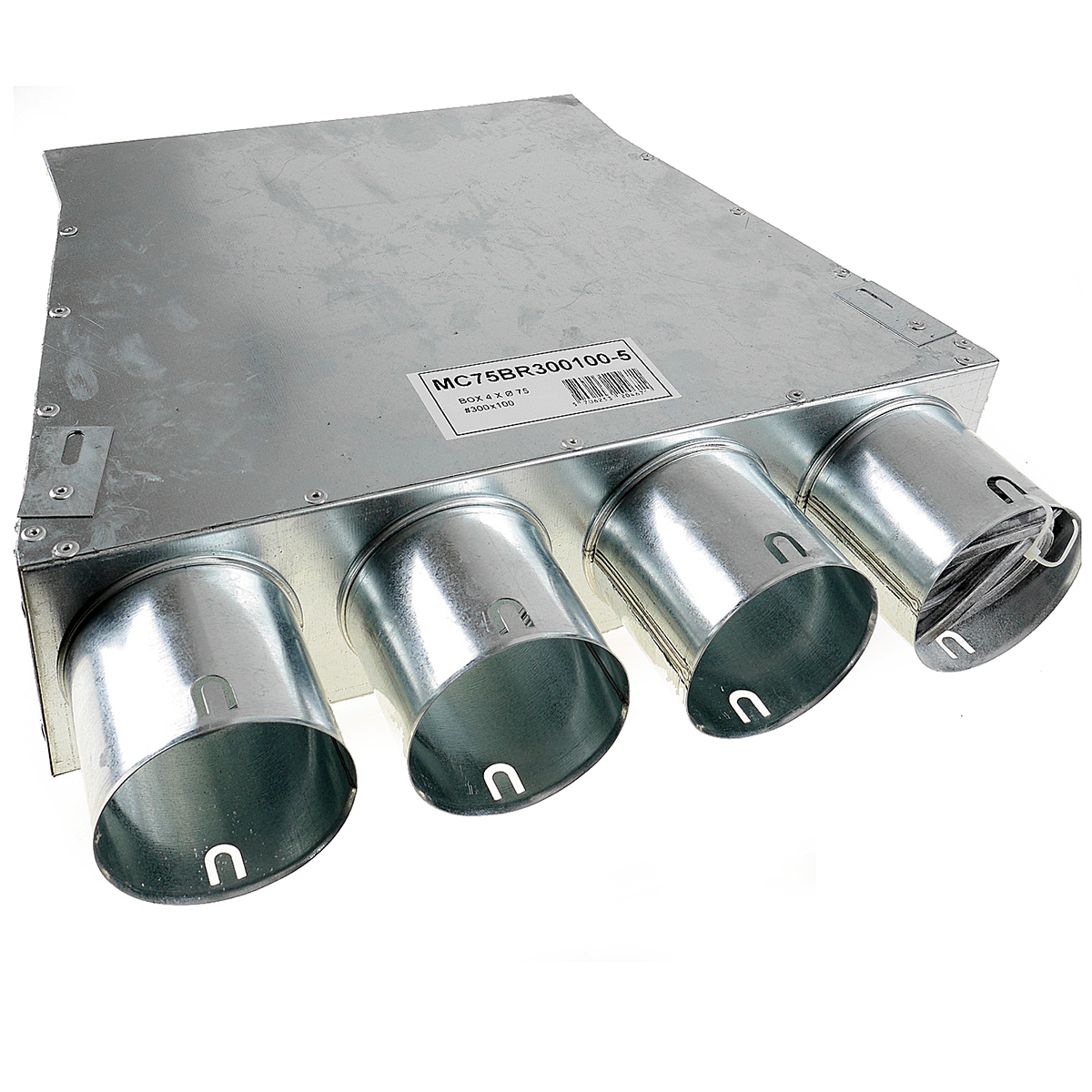 TriaAir lige fordelerboks til rist 300x100 L310, 4 muffer - ø75