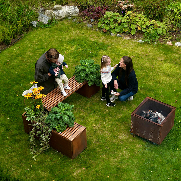 Land Modern Odlingslådeset  - Fire eldstad av Cortenstål