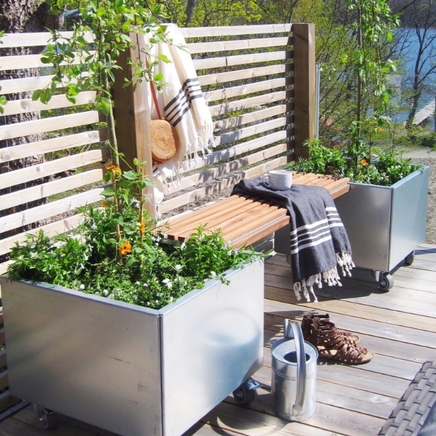 Mahogni Bænkesæde galvaniseret til at skabe bænk mellem Land Moderne plantekasser