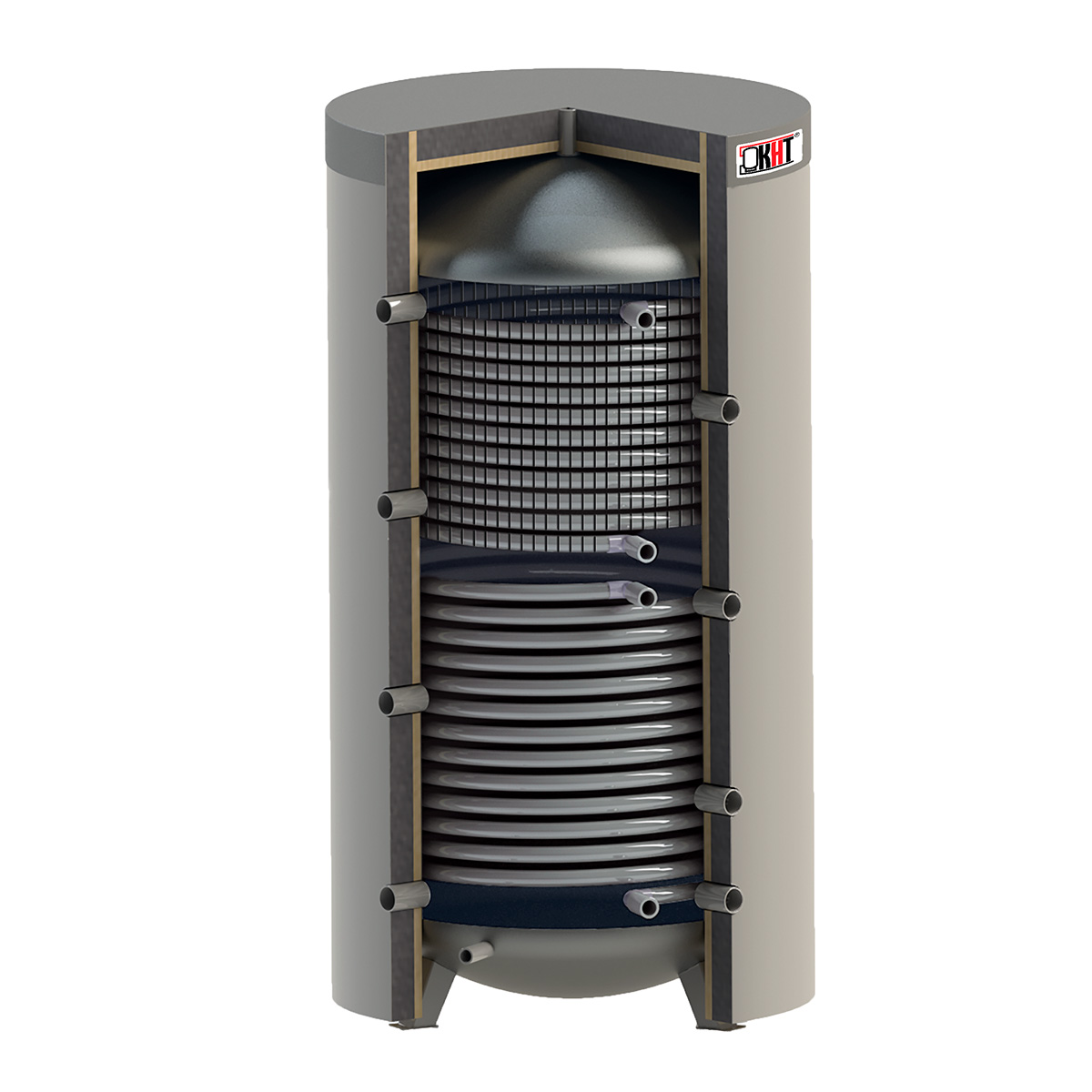 KHT akkumuleringstank - iso. med solspiral og brugsvandsspiral