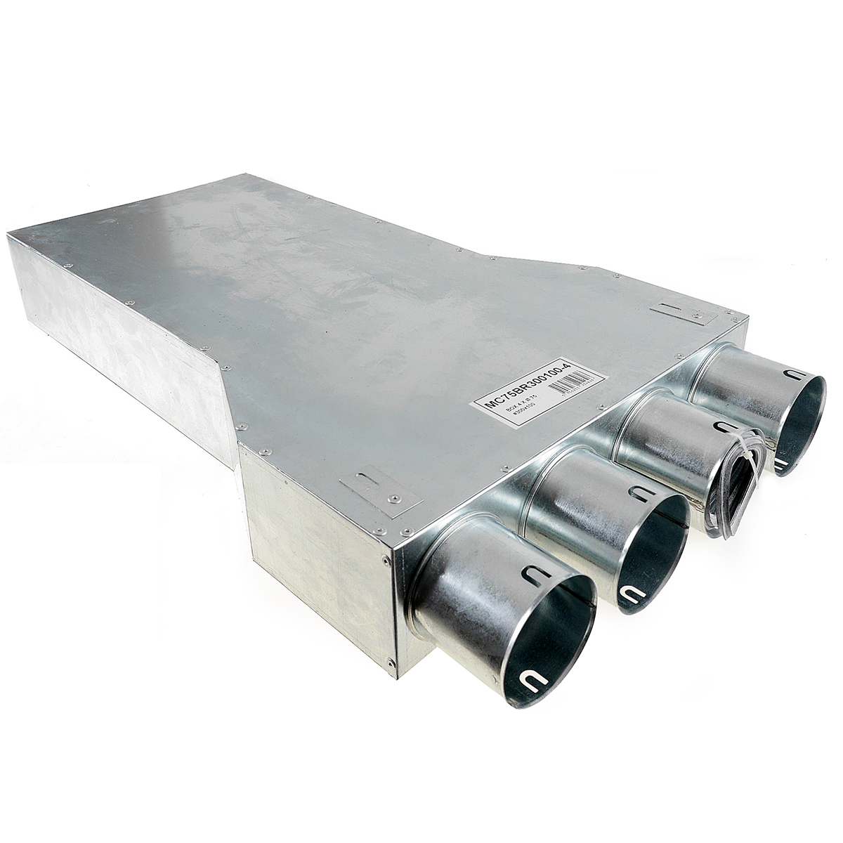 TriaAir lige fordelerboks til rist 300x100 L650, 4 muffer - ø75