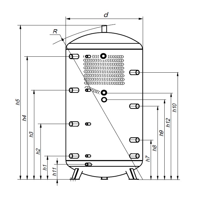 Akkumuleringstank KHT PSI-10-GP-PS skitse 