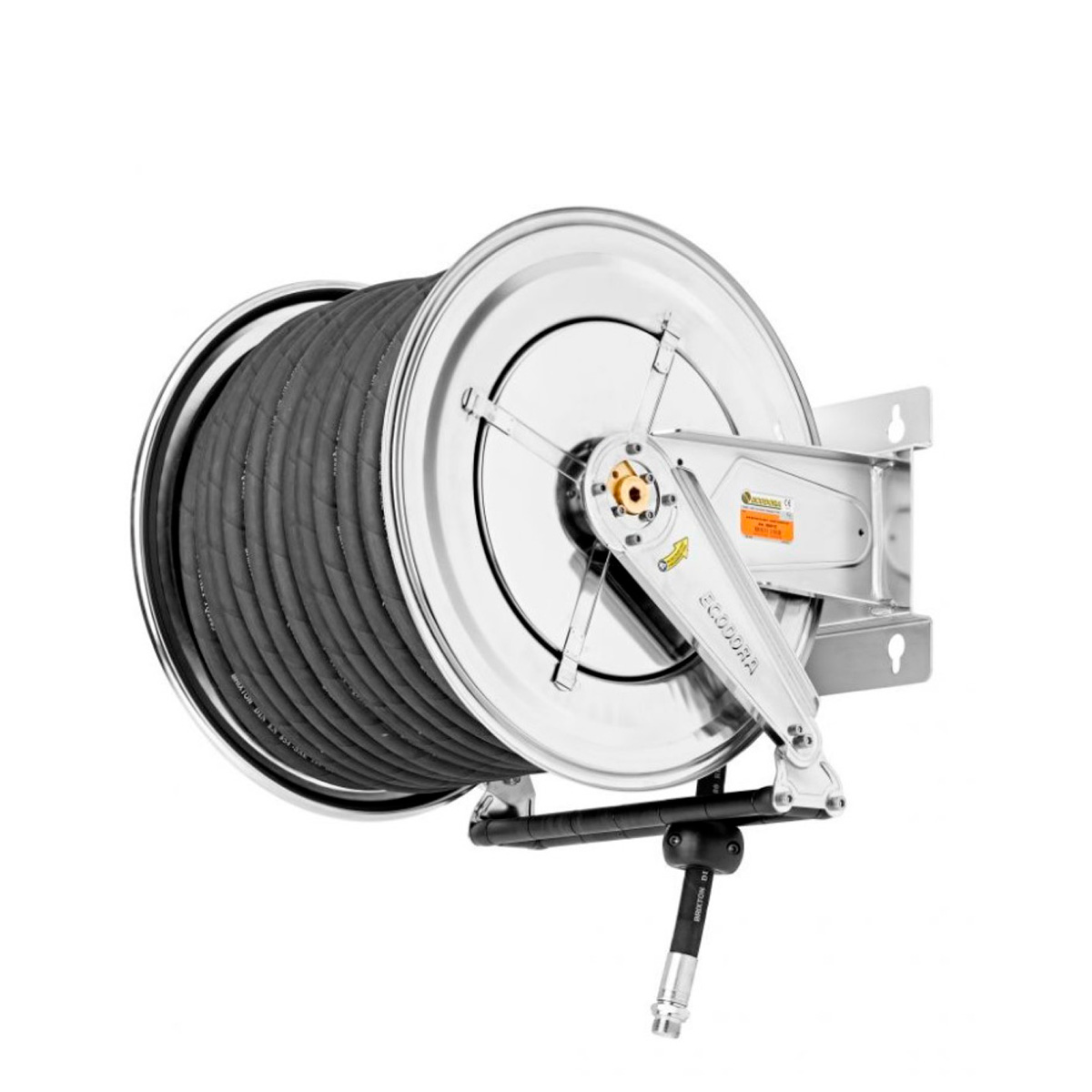Ecodora Rustfri slangerulle med 40 m slange