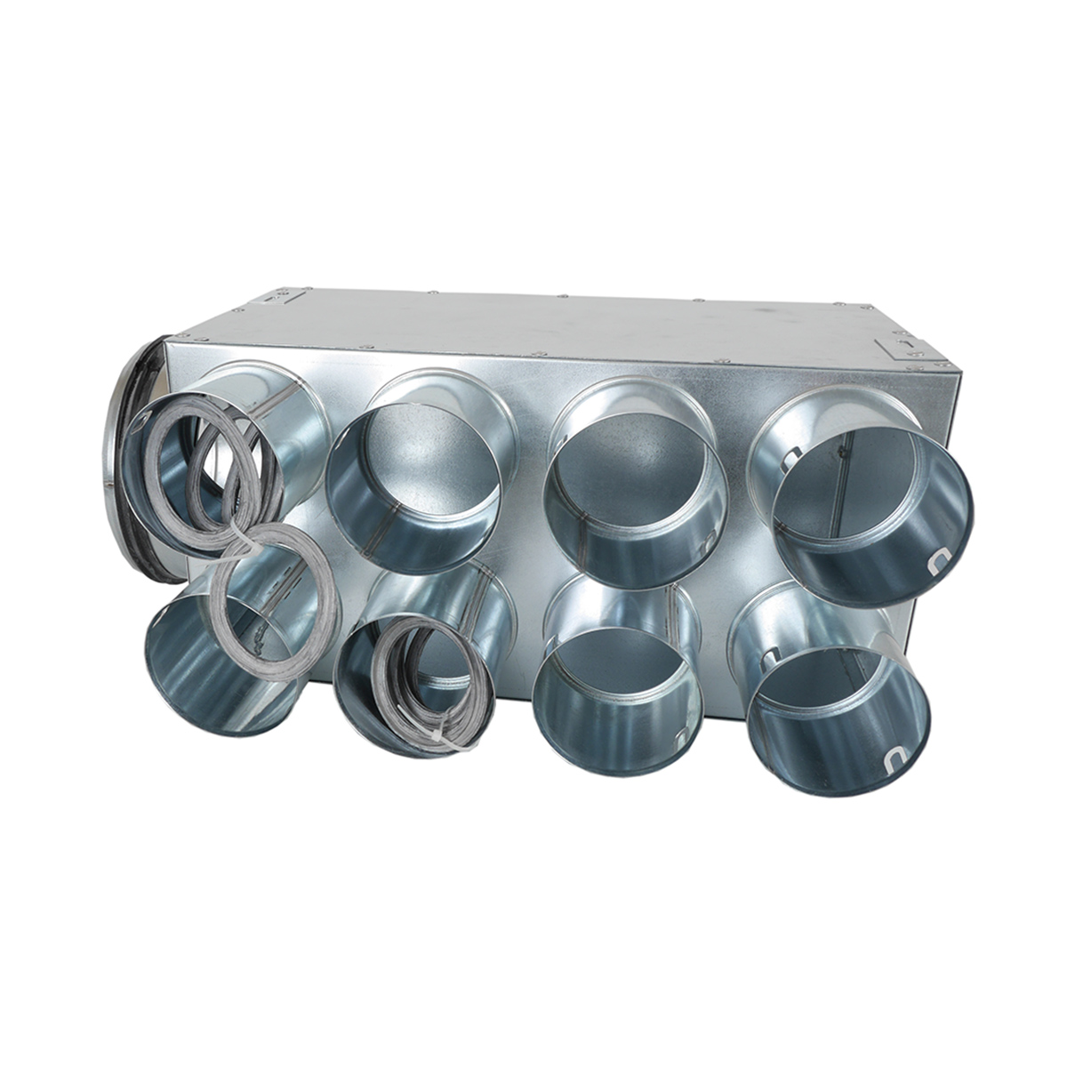 TriaAir fordelerboks, ø 160 nippel (på siden), 8 muffer ø75