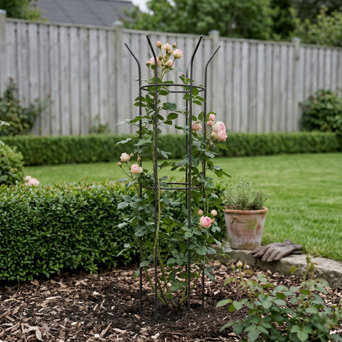 Danskproduceret blomsterstativ i massivt jern med en højde på 125 cm
