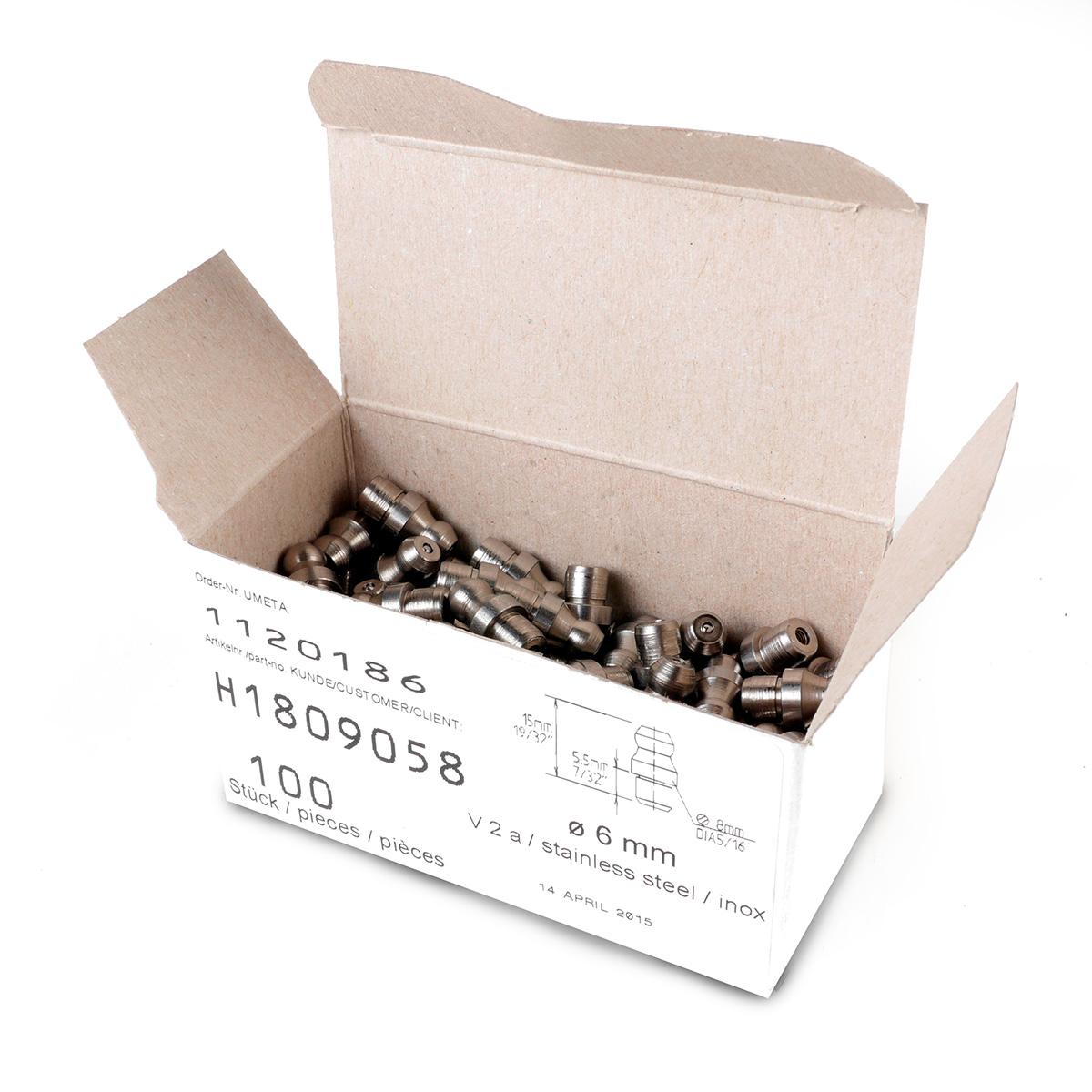 TYPE H1 - rustfrit Stål (V2/A), hydraulik smørenipler