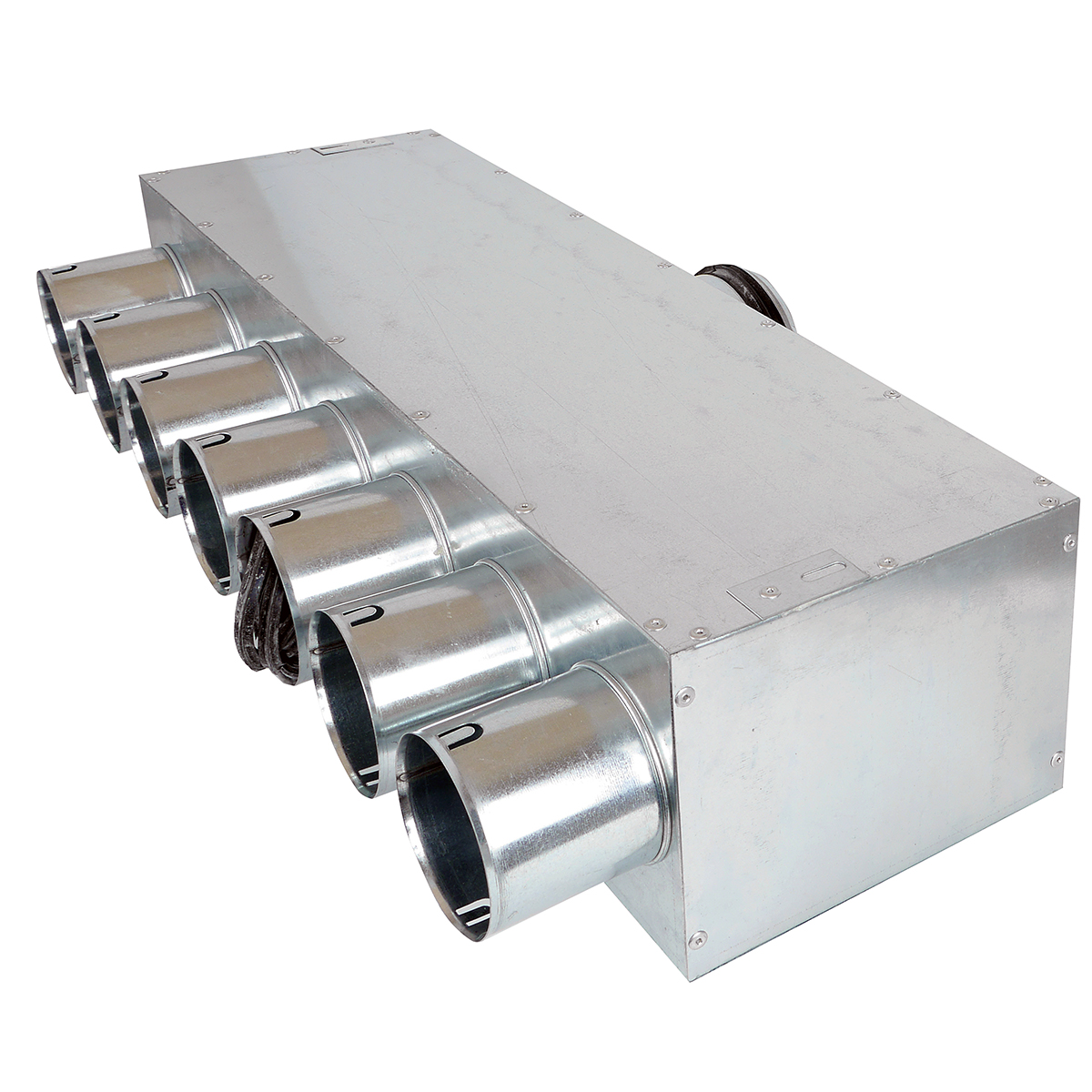 TriaAir fordelerboks, ø 125 nippel (på siden), 7 muffer ø75