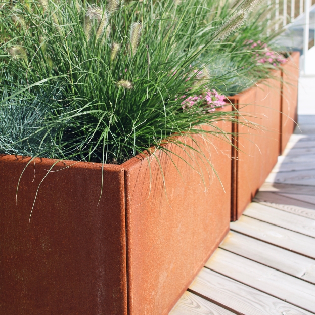 Land Modern 120x120 Højbed i corten rust