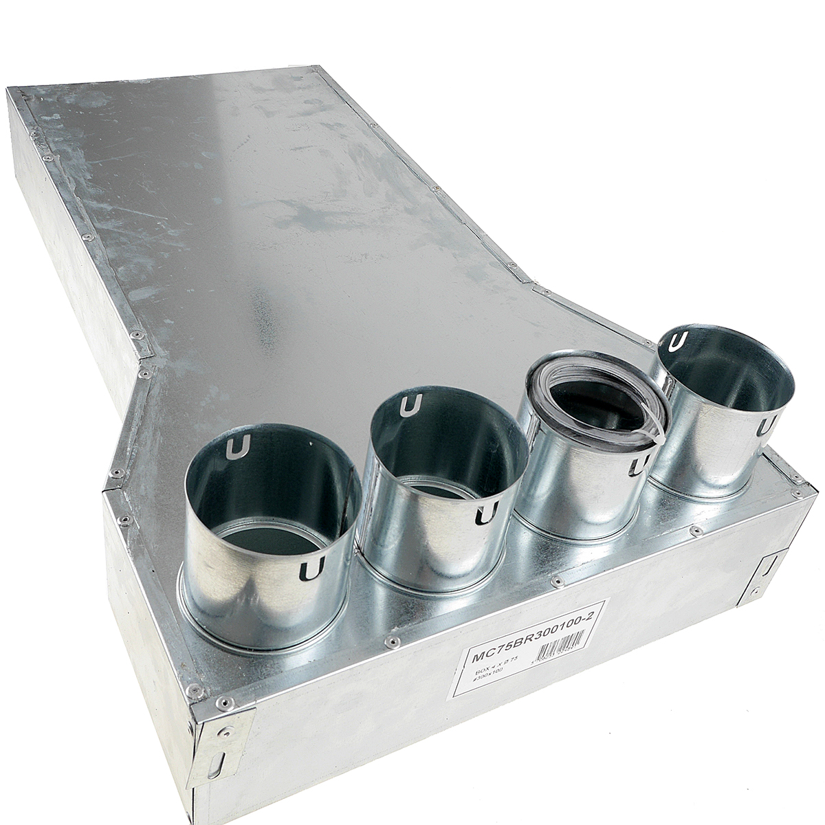 TriaAir lige fordelerboks til rist, 4 muffer på top - ø75