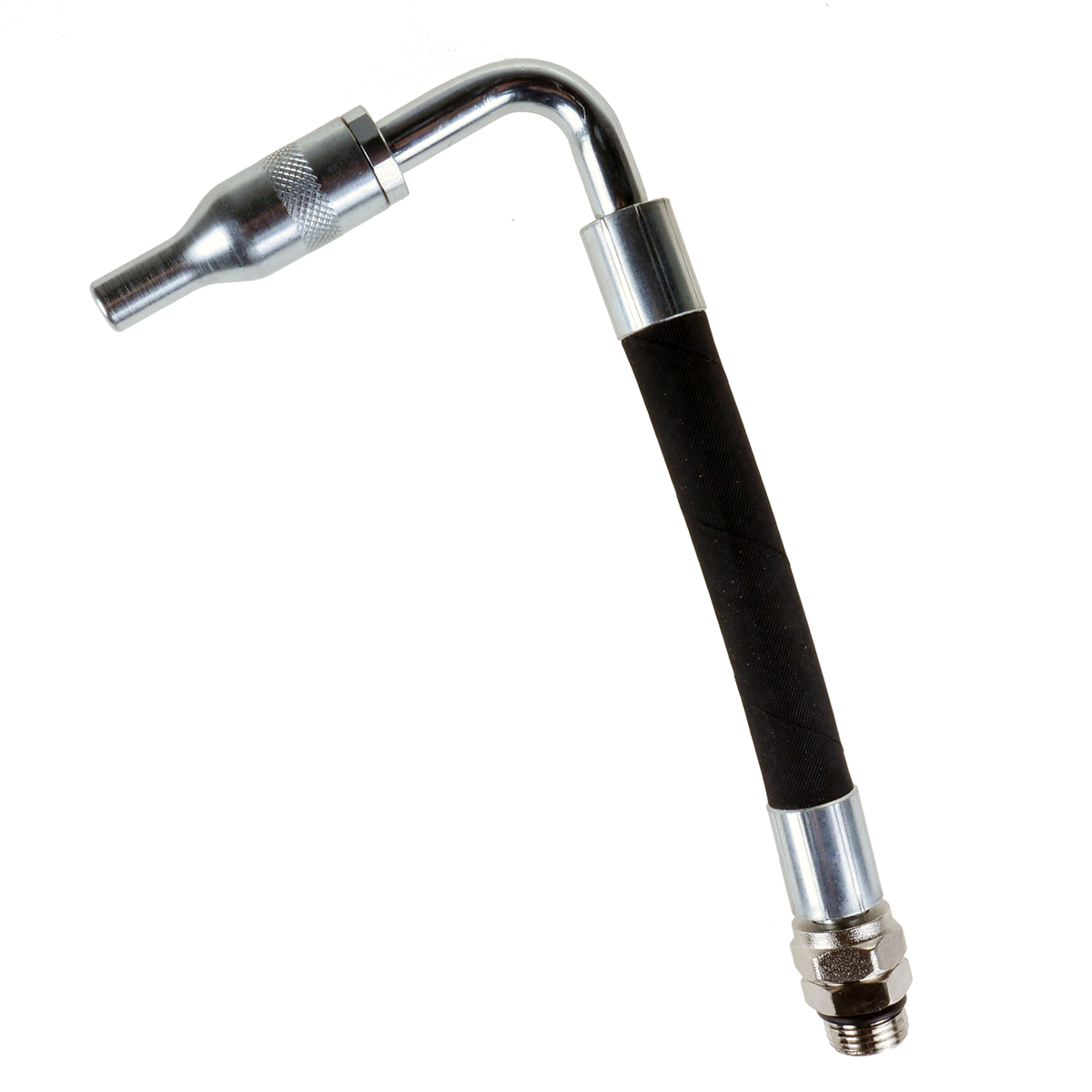 Flexudløbsslange, bøjet med automatisk antidrypventil.