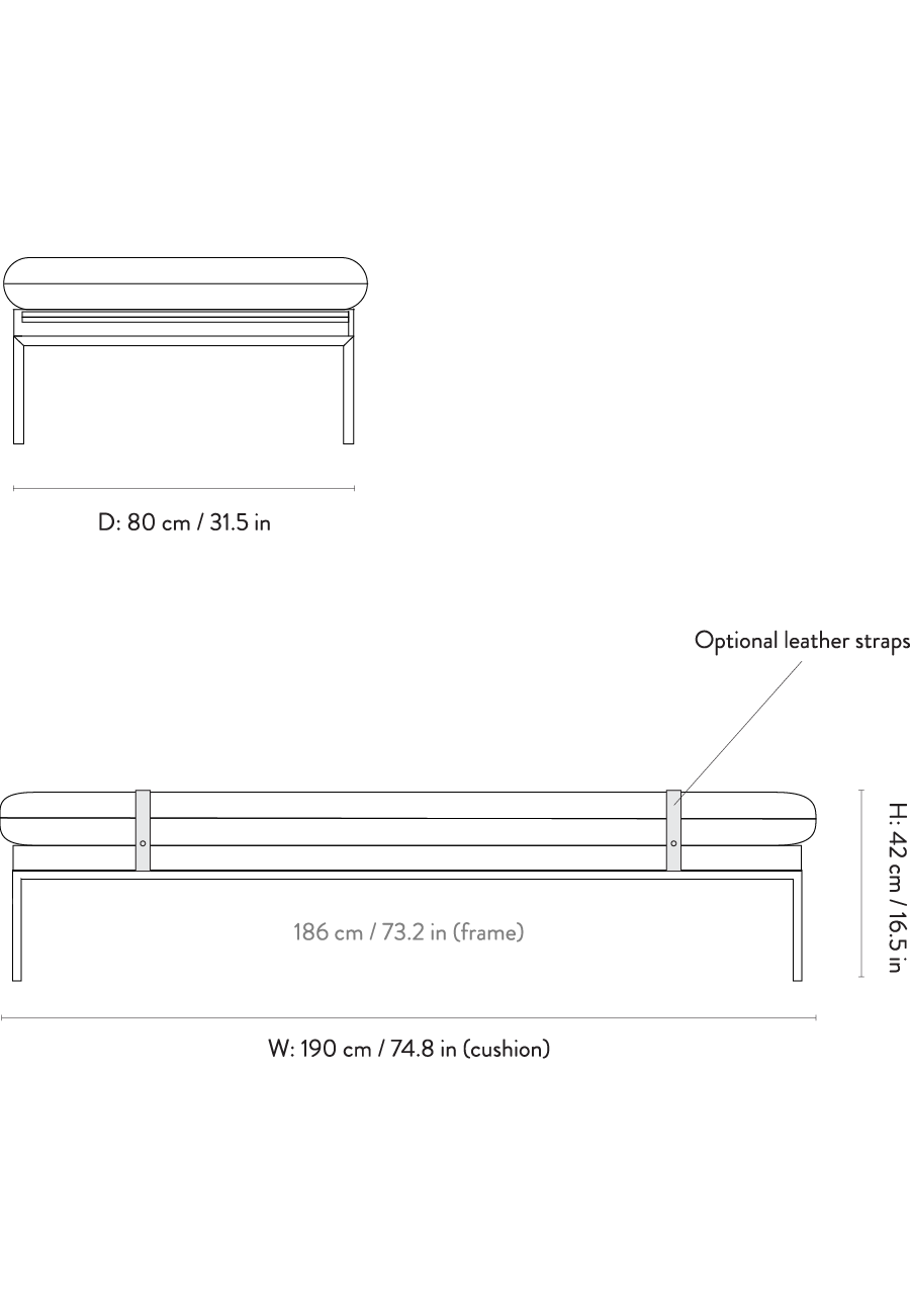 Dimension drawing for Turn Daybed - Pasadena - Sand/Black - UK