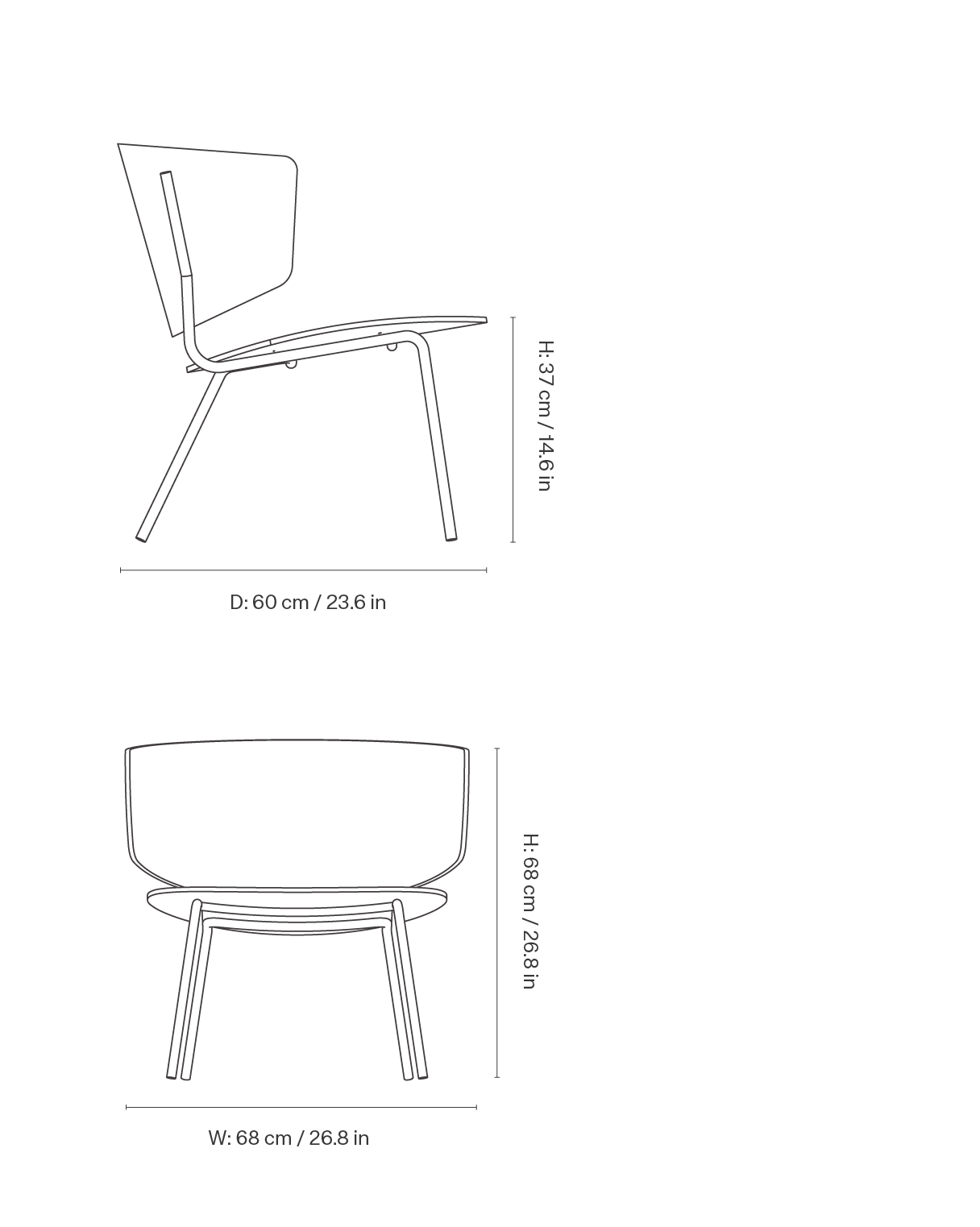 Dimension drawing for Herman Lounge Chair - Black