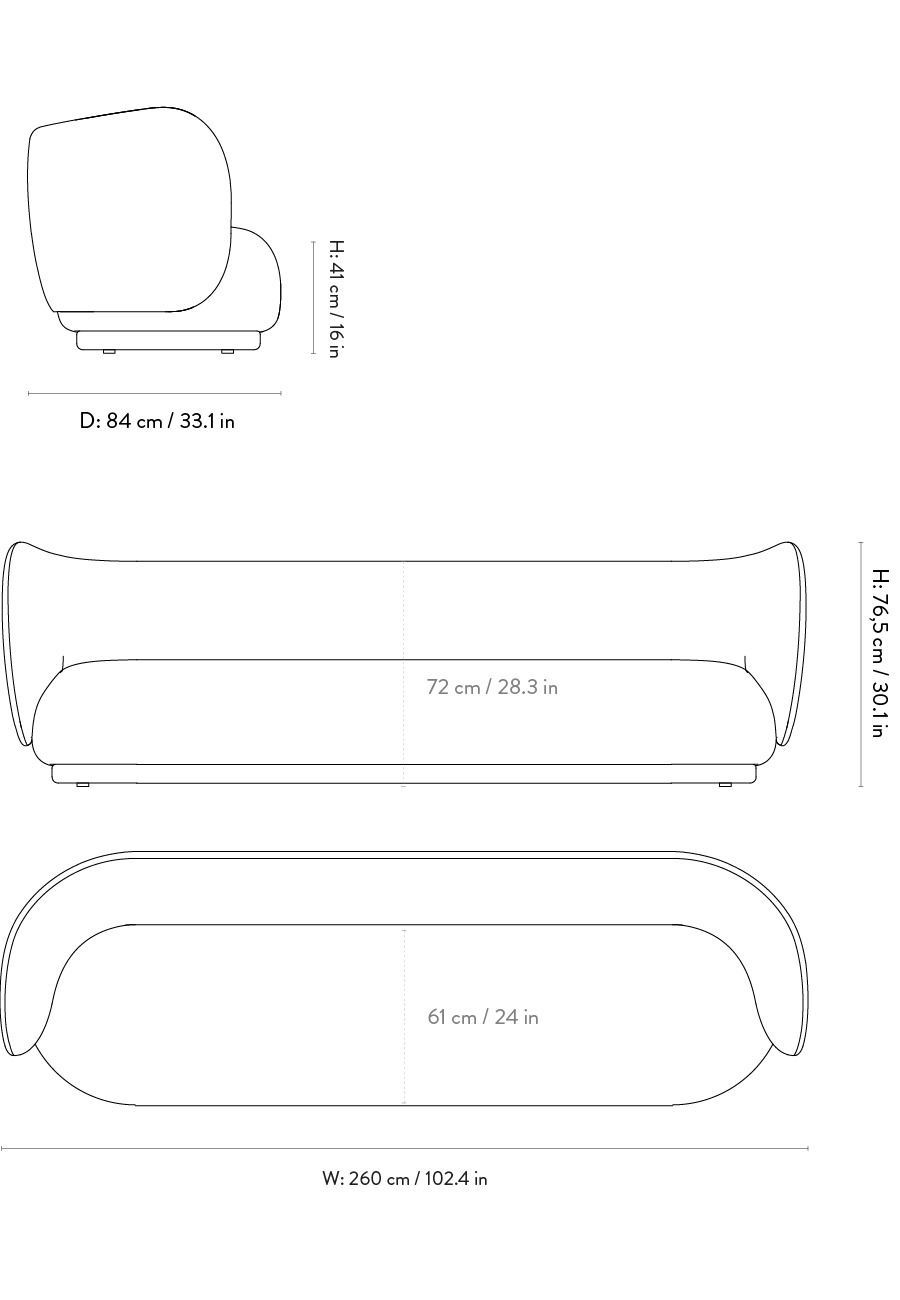 Dimension drawing for Rico Sofa 4 - Can Lis - Sand/Off-White