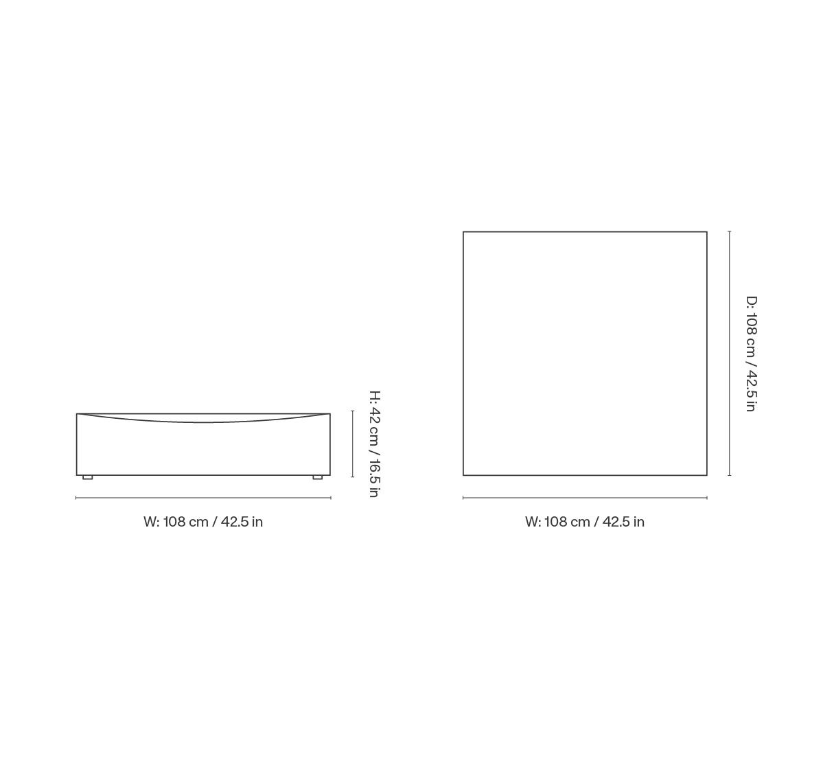 Dimension drawing for Catena Pouf Square L500 - Hallingdal - Beige