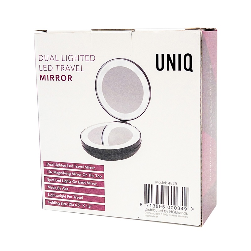 UNIQ Rejsespejl dobbelt x2 LED Sort 4
