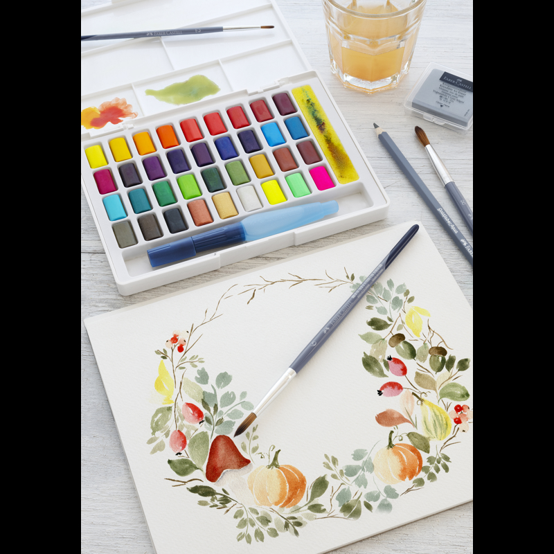 Faber-Castell Akvarellfärger m. Pensel 36 st Multi 2