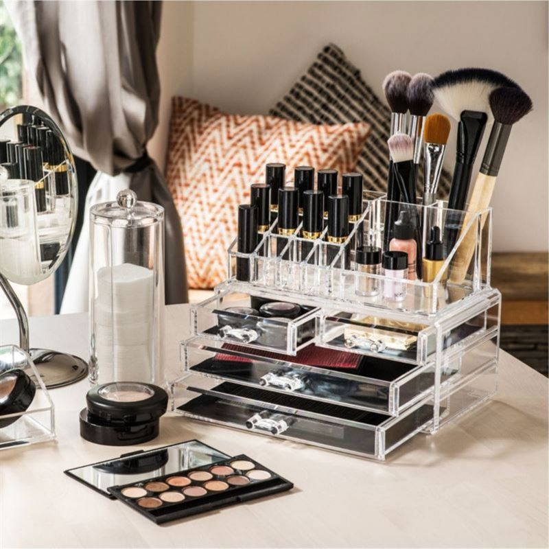 UNIQ Organizer makeup m/4 lådor Genomskinlig 2