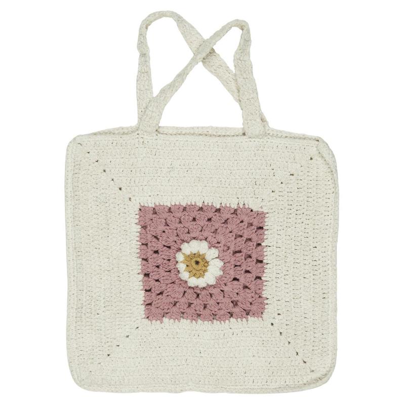 Ib Laursen Totebag Virkad väska Blomma Creme 1